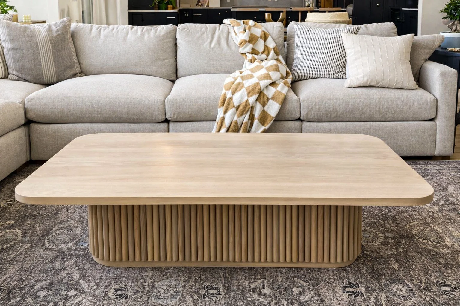 White Oak Olivia coffee table in living room