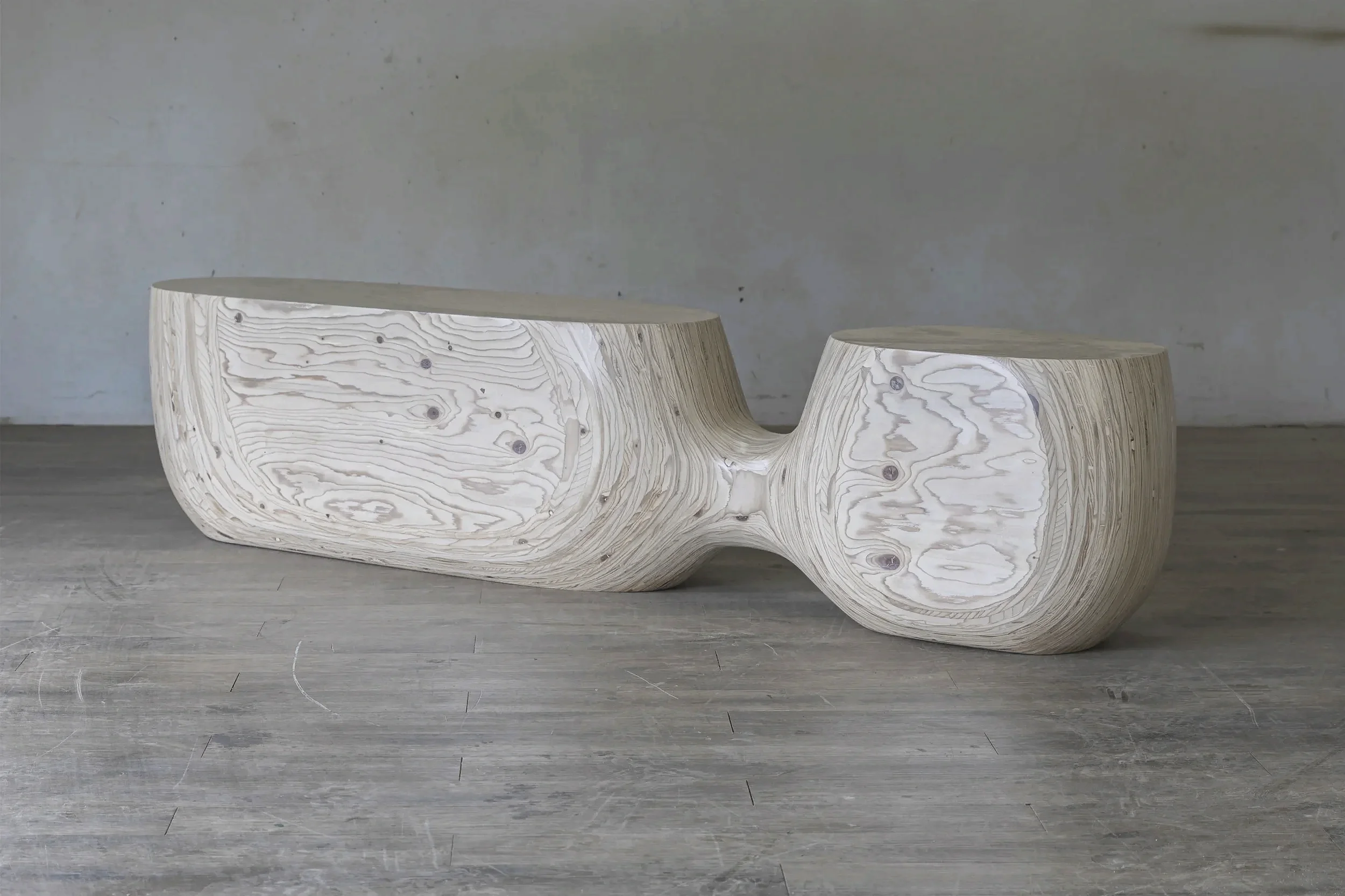 Carved Shaped Plywood Bench Art Seating hand-crafted in our workshop