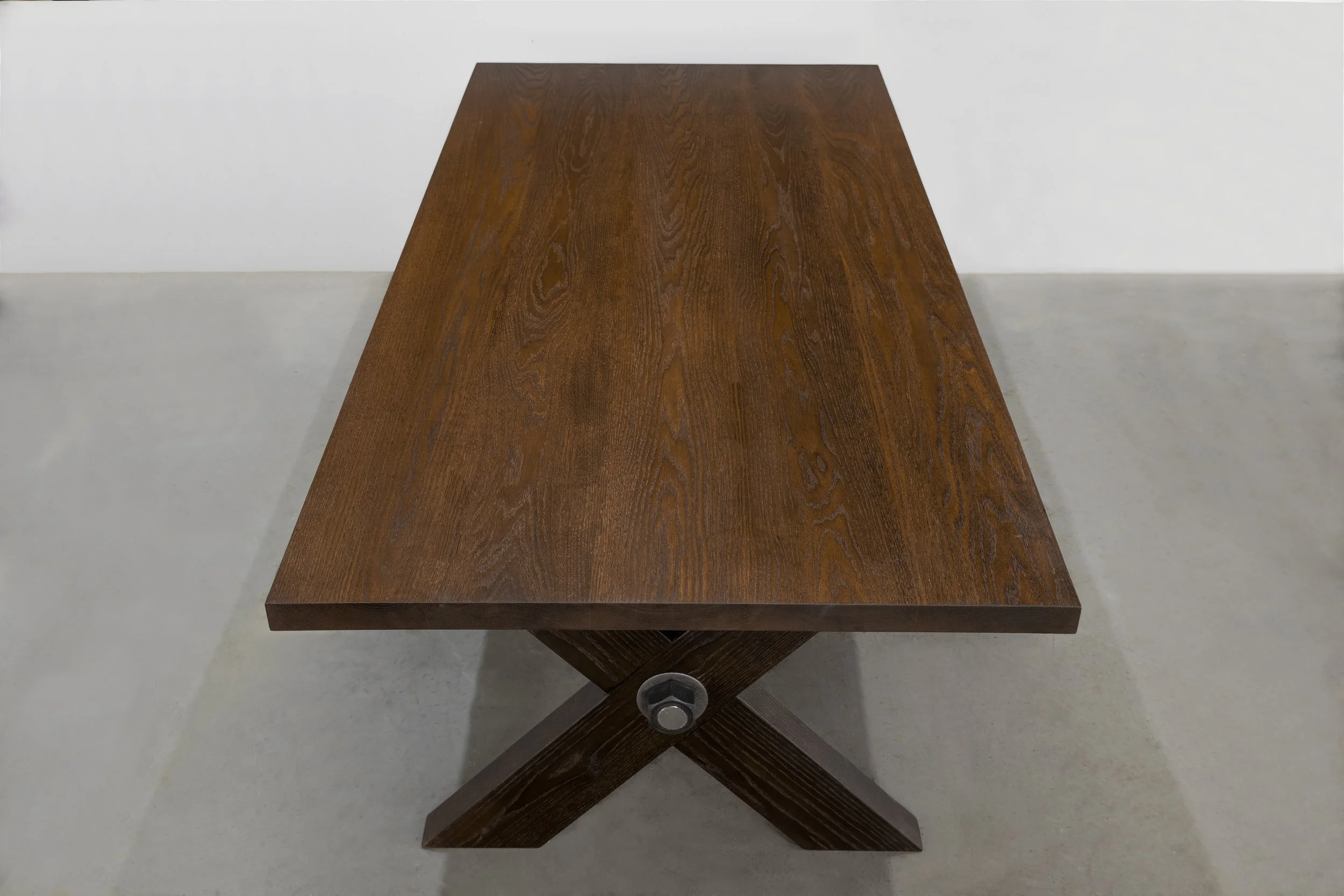 Red oak with light walnut dye and stain