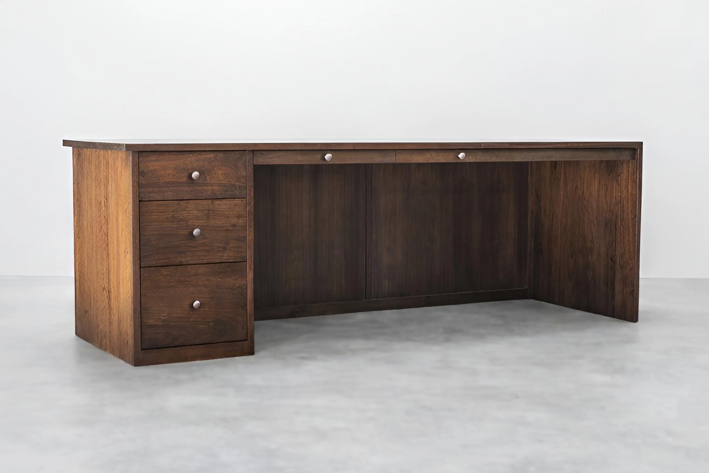 Solid Walnut desk with drawers and privacy front