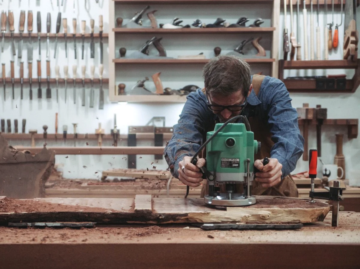 Me shaping the historic bench that was displayed at the Oklahoma City Museum of Art