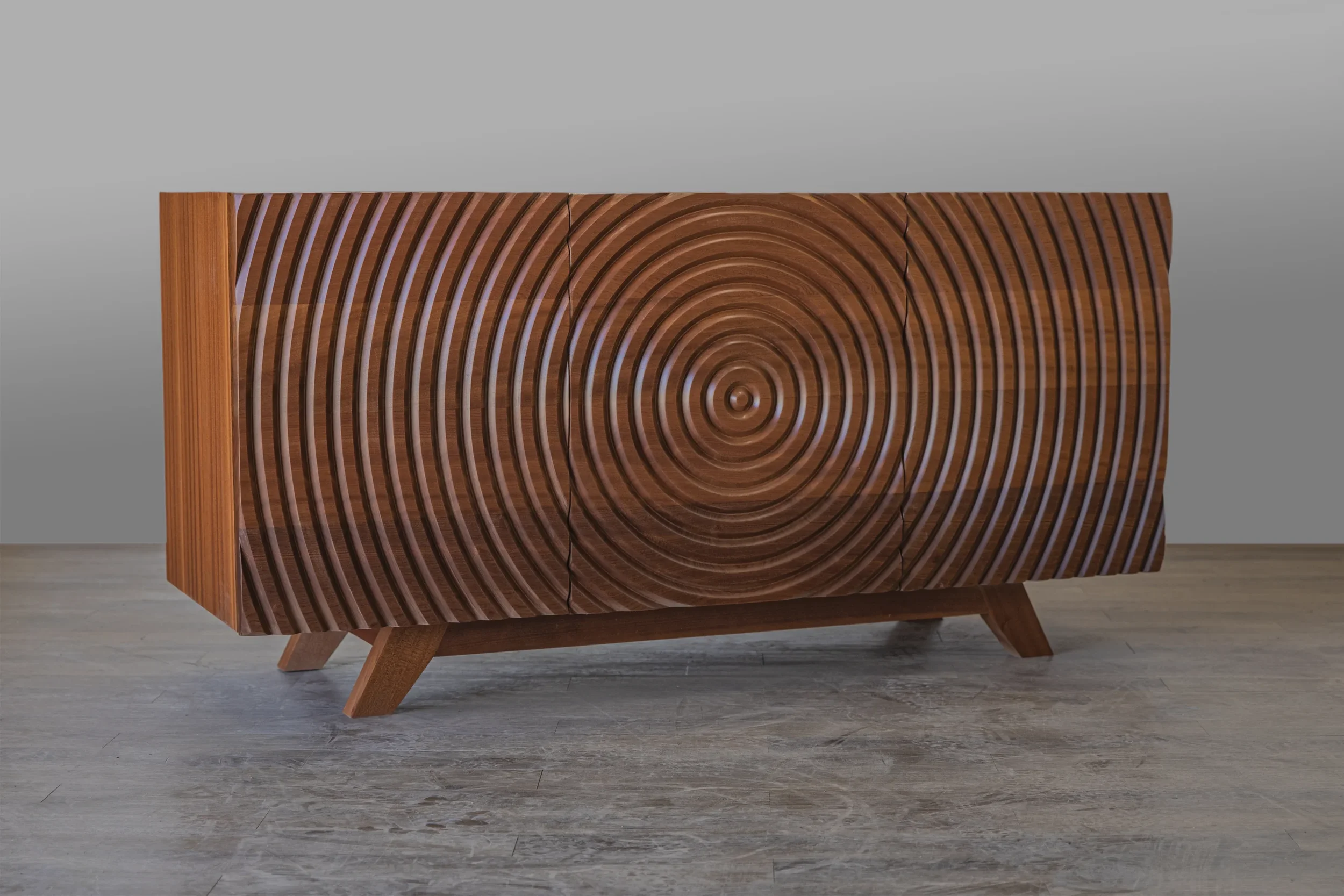Spiral Faced Mahogany Media Console