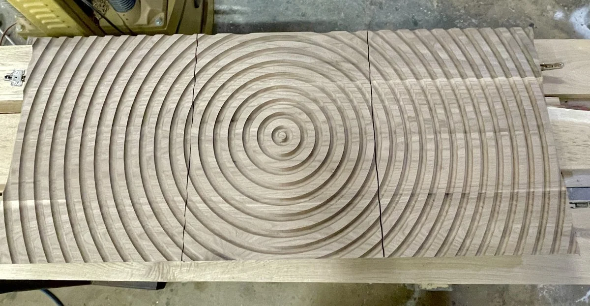Some custom circle faced credenza doors about to start their long sanding process