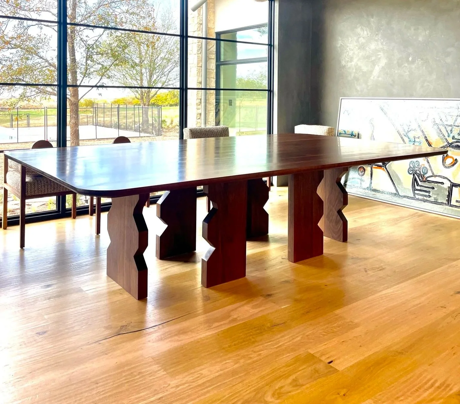 custom walnut dining table with catalyzed conversion finish OKC