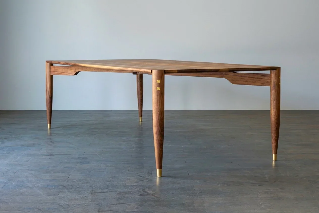 Custom design Tippi table, handcrafted bespoke walnut furniture