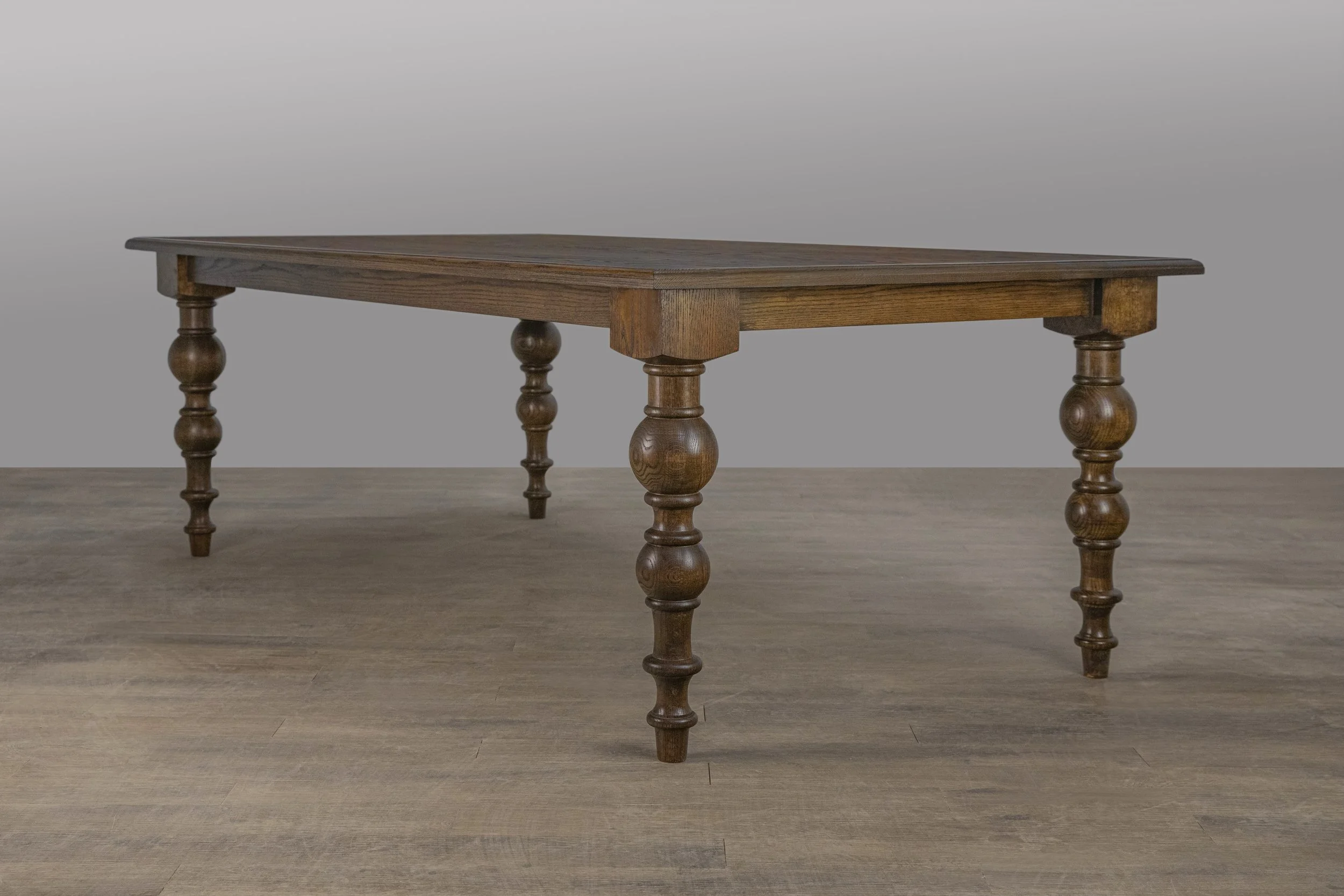 white oak veronica table with walnut stain