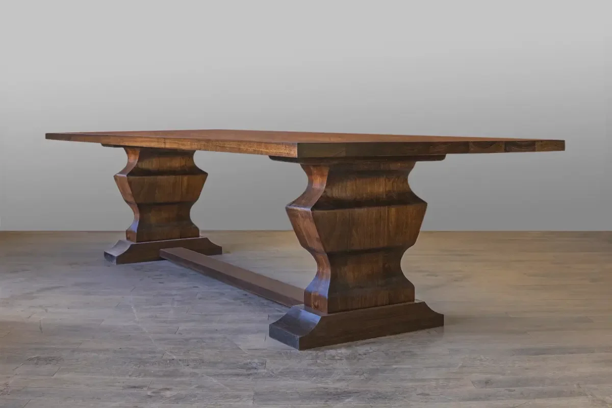custom walnut dining table with catalyzed conversion finish OKC