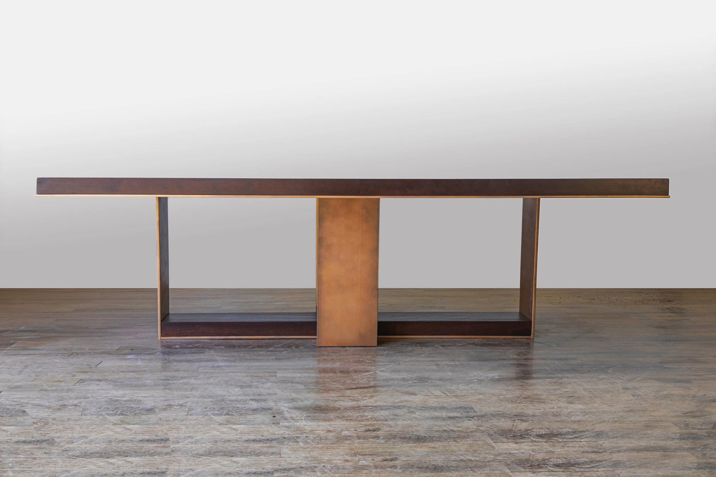 mahogany hedy table with bronze base side