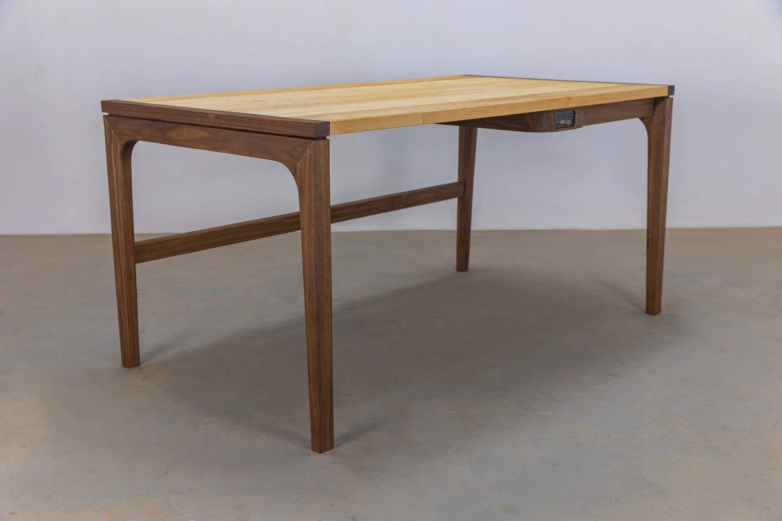 Modern Walnut and Maple Desk with mortise and tenon construction