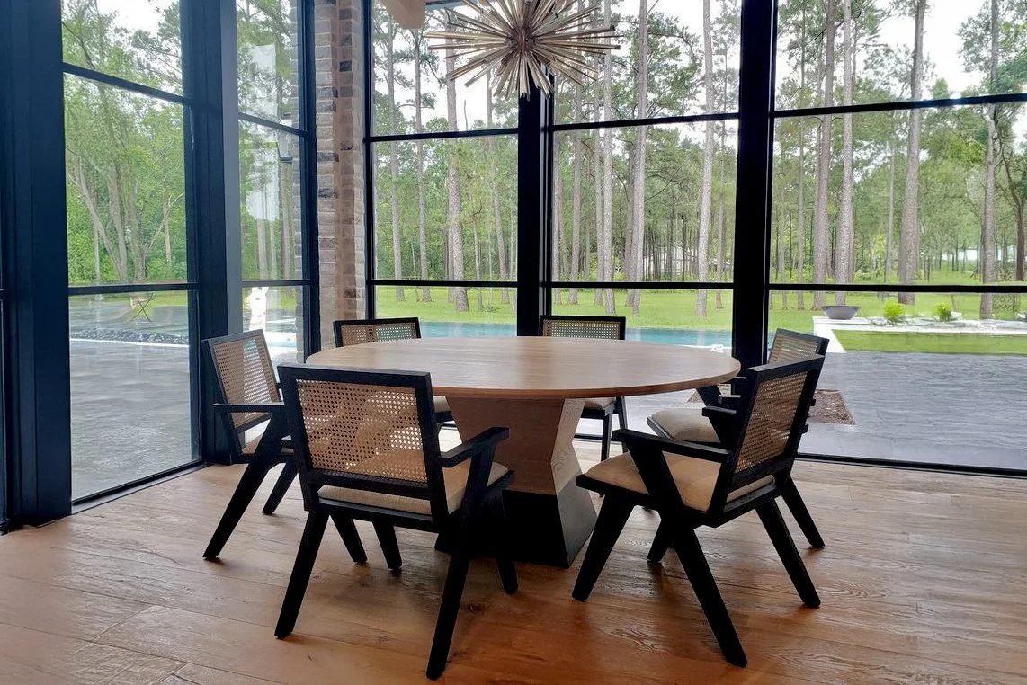 Dining room with mixed wood tones in Edmond