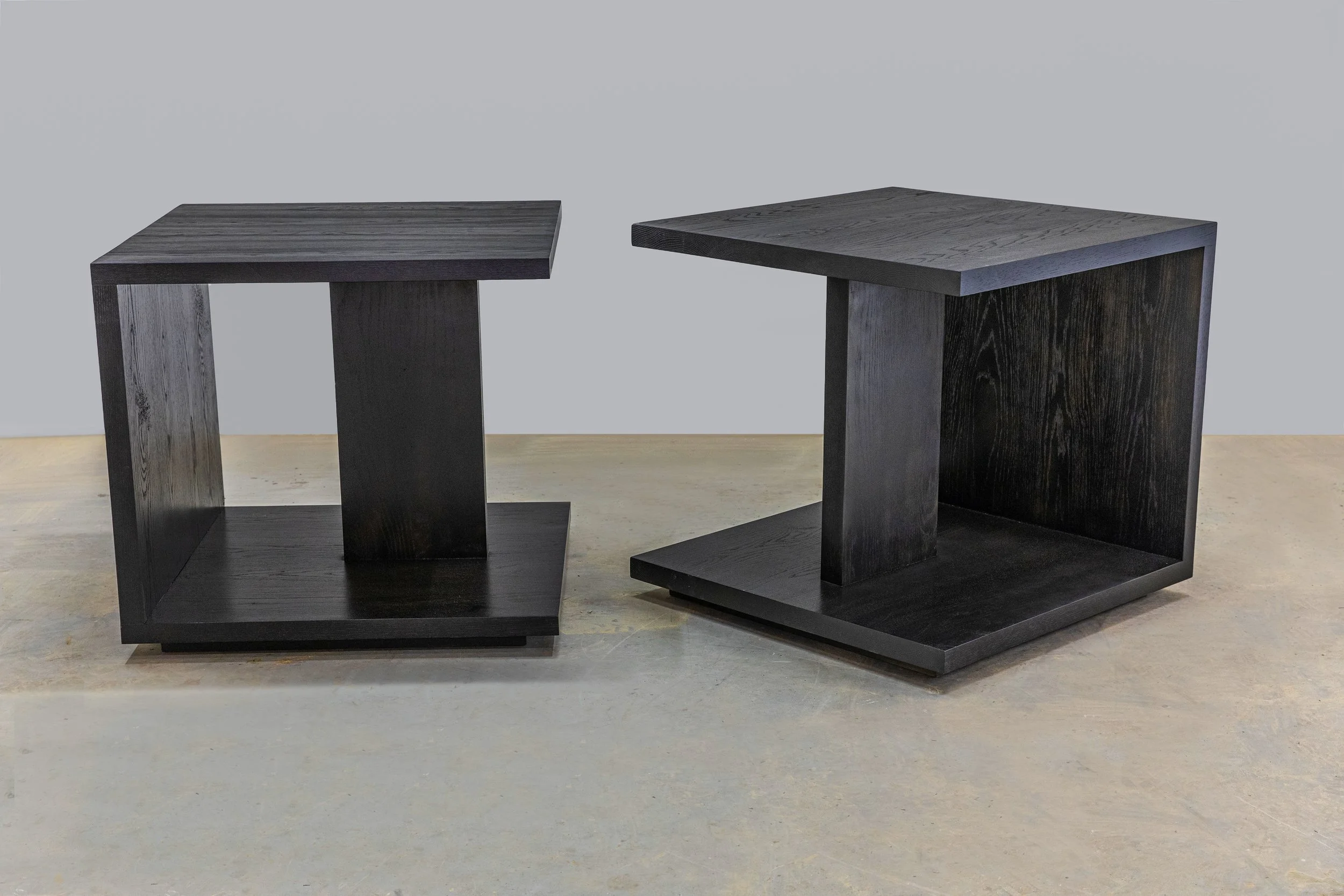 ebonized oak side table pair okc
