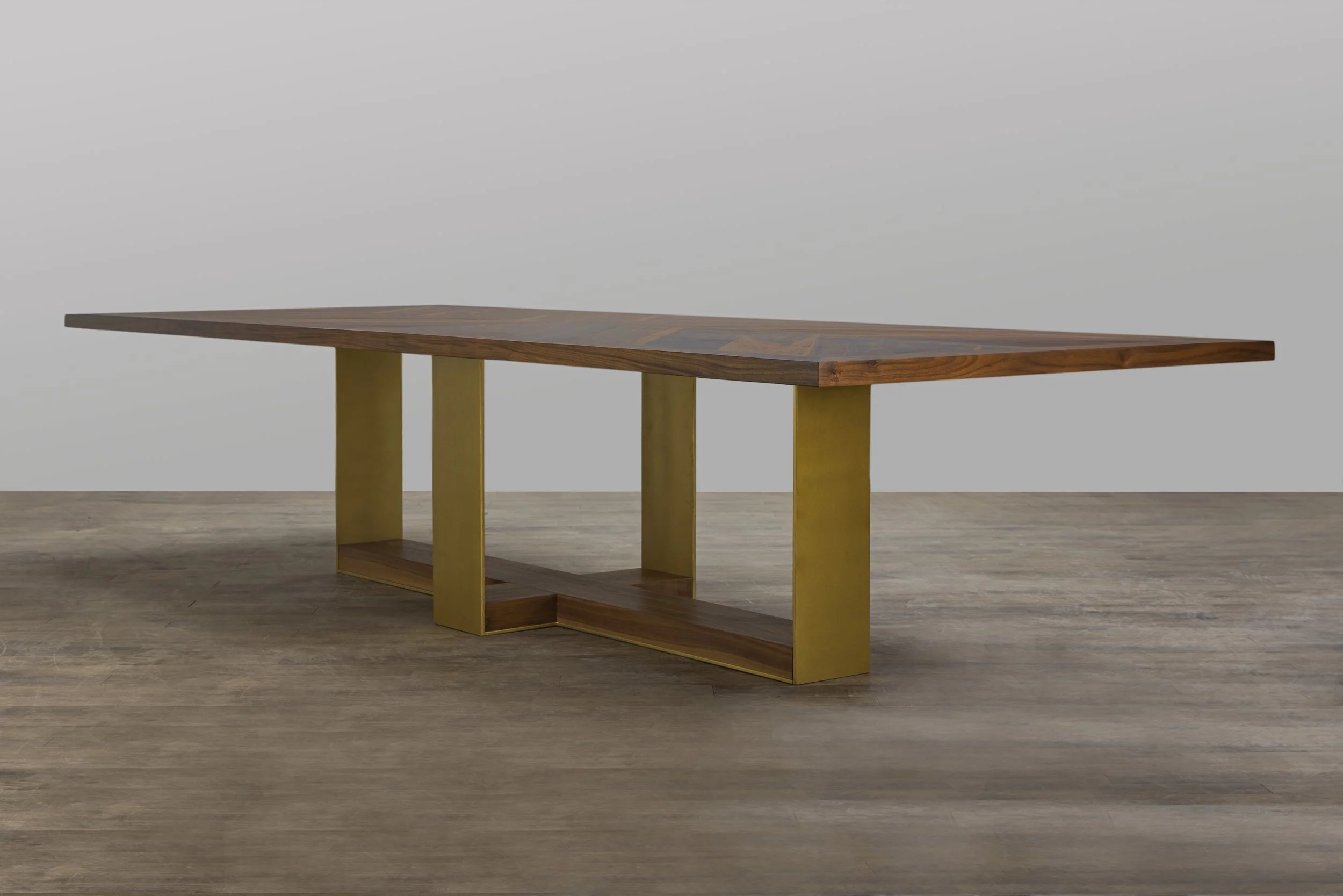 Walnut Hedy table with gold toned base