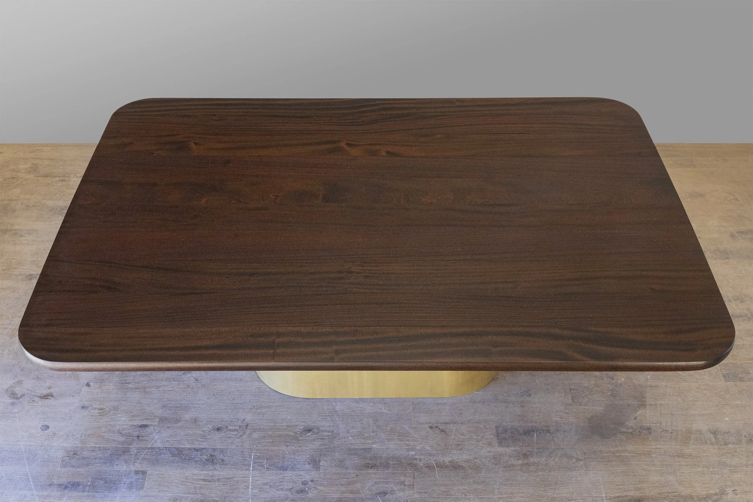 Mahogany with dark walnut dye and stain