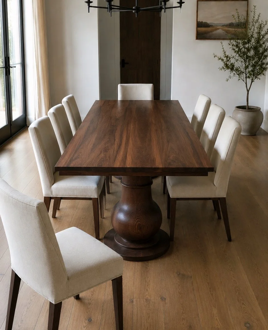handcrafted walnut dining table made in Edmond for Oklahoma city home