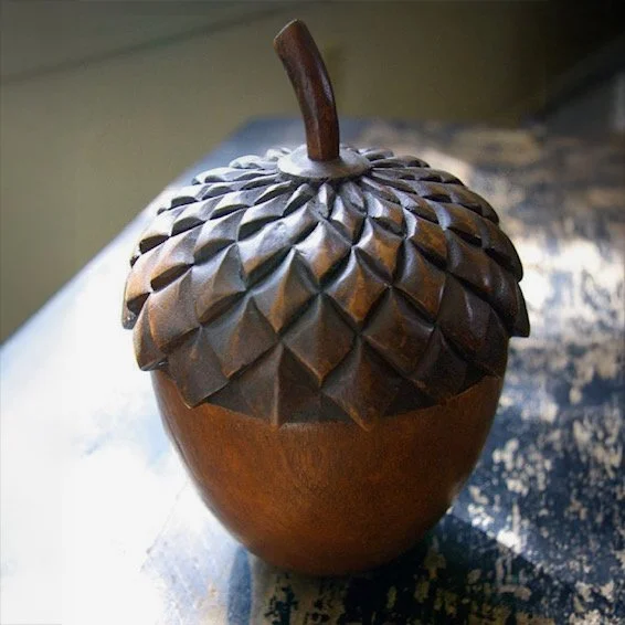 Wooden decorative acorn