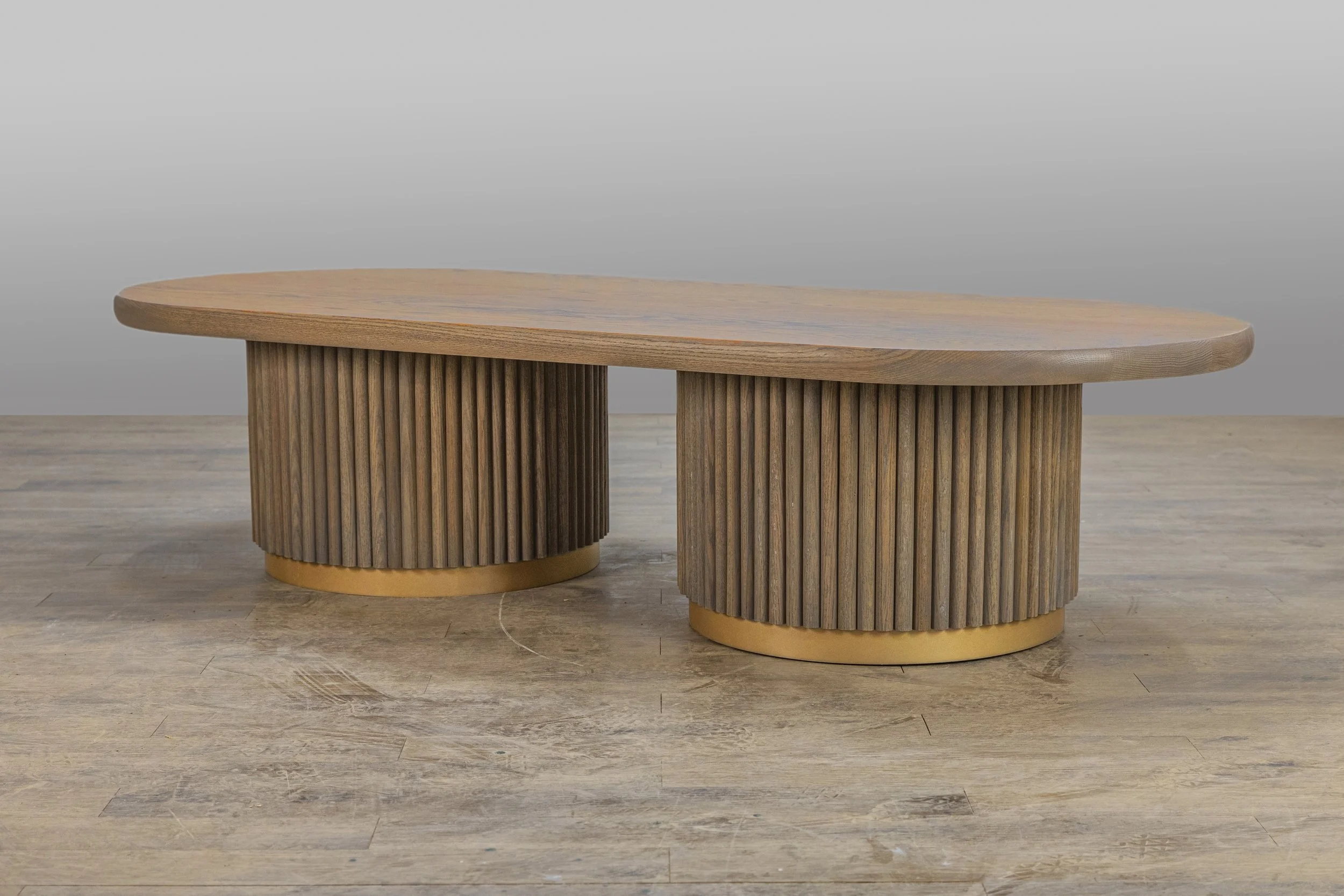 White oak Olivia double pedestal coffee table