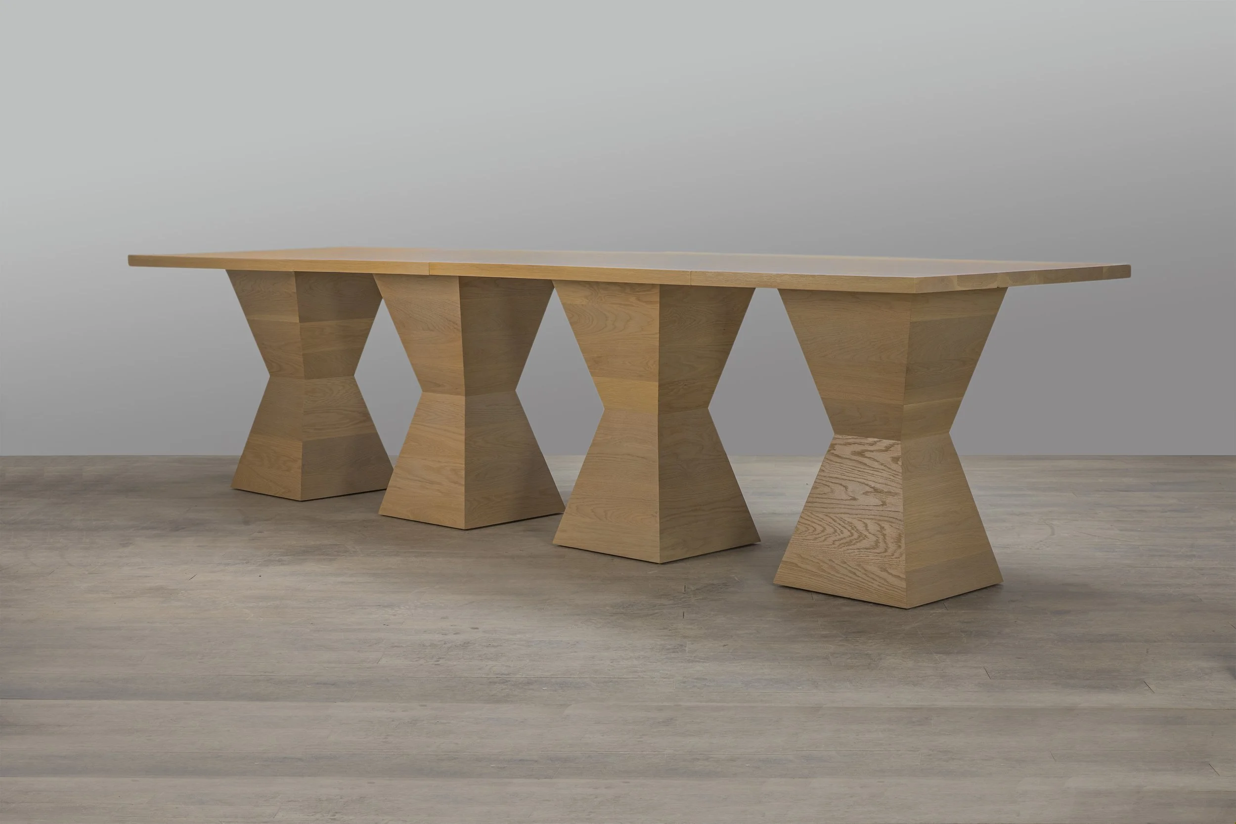 Four-part custom dining table from white oak