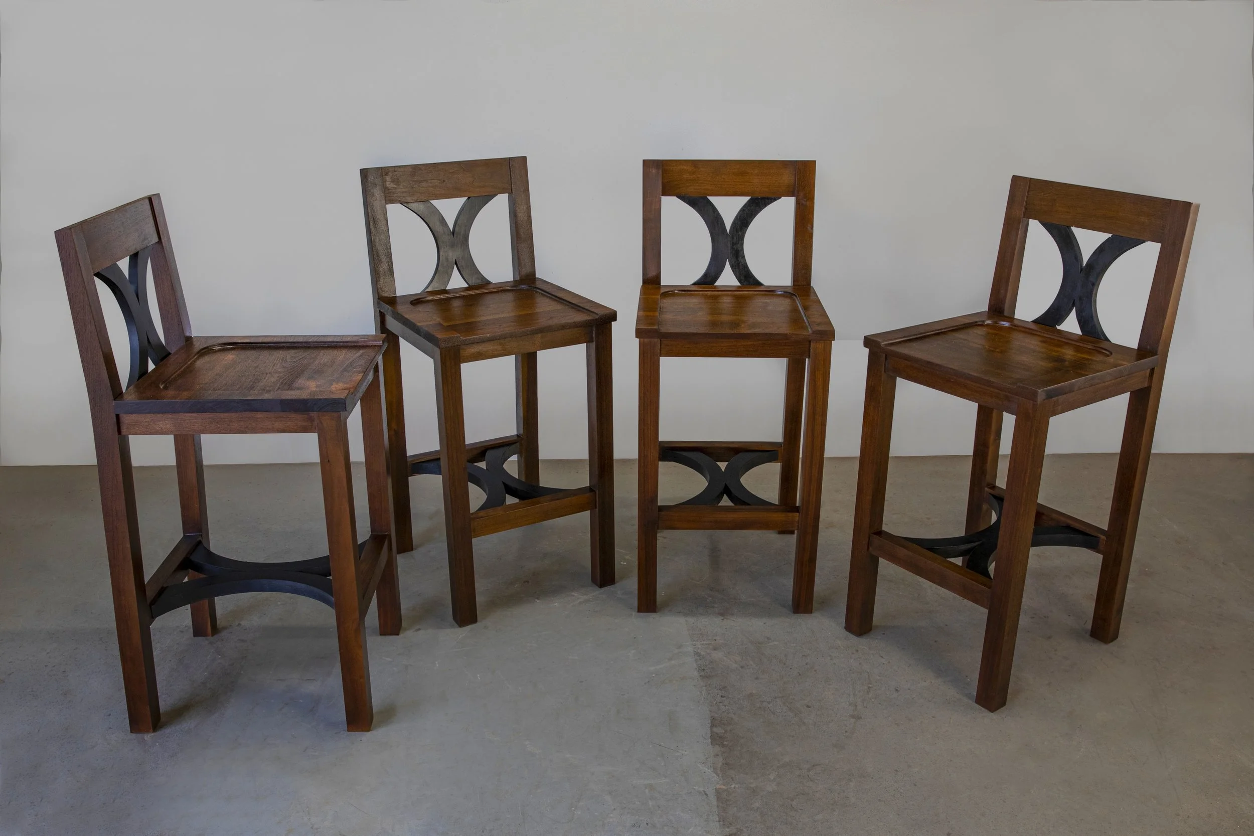 Custom Walnut Barstool Set