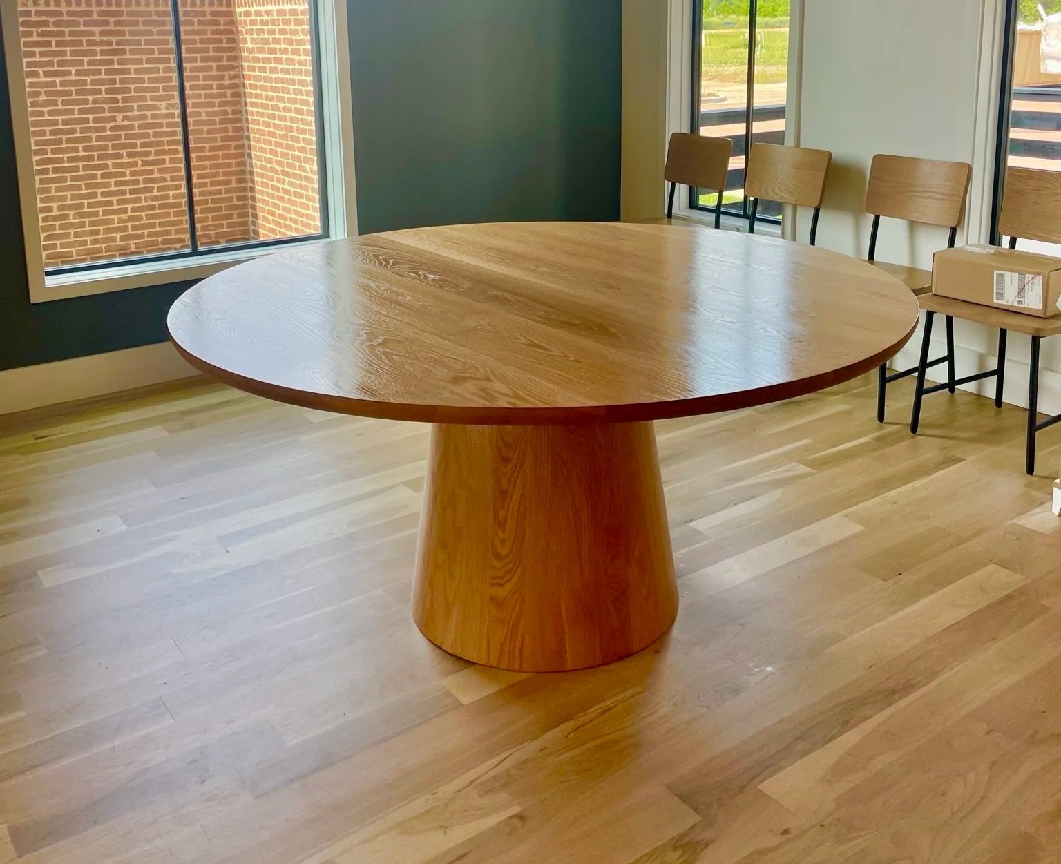Brown handcrafted white oak dining table Edmond Oklahoma city