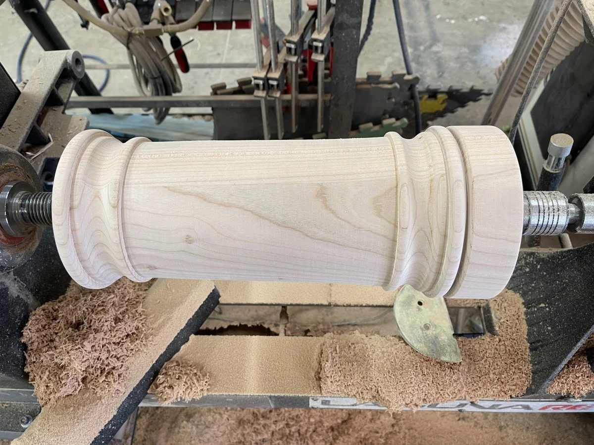 A cherry column piece for a one-off Phyfe styled table