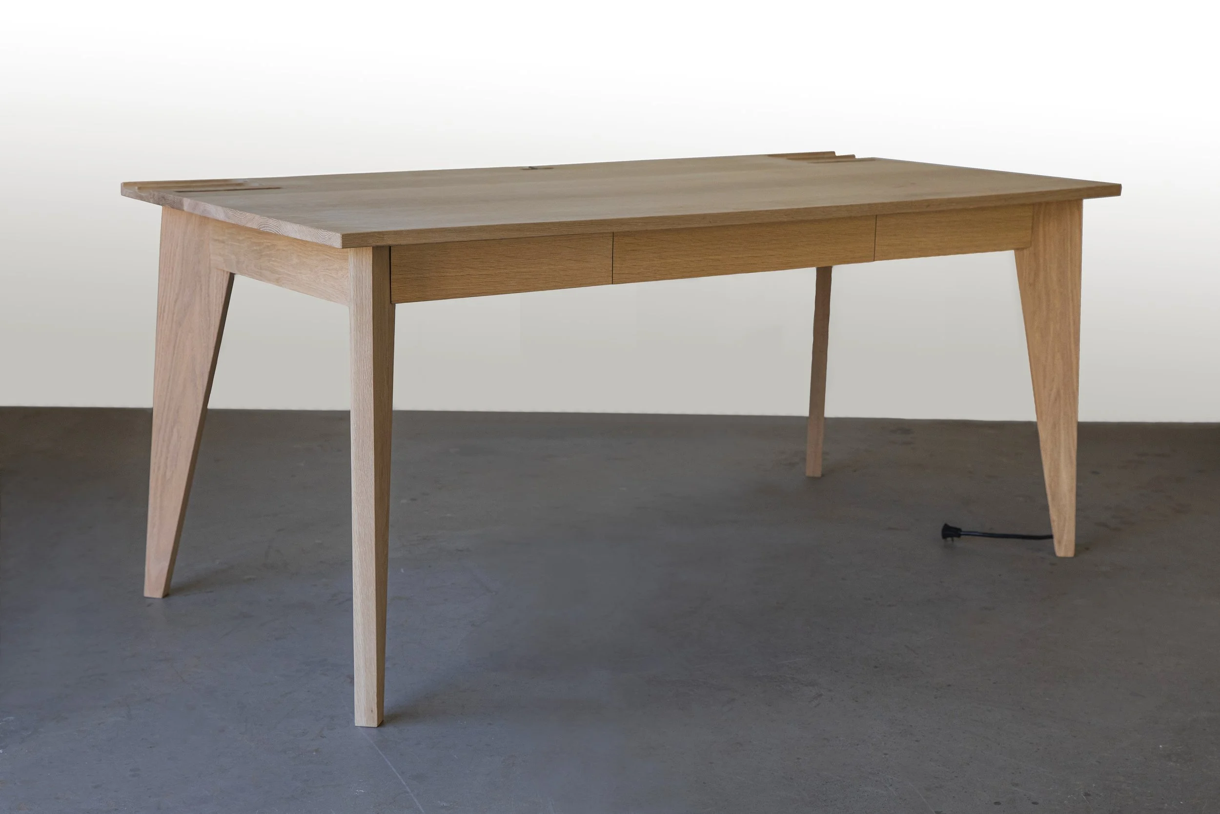 Custom Modern White Oak Desk hand-crafted in our workshop
