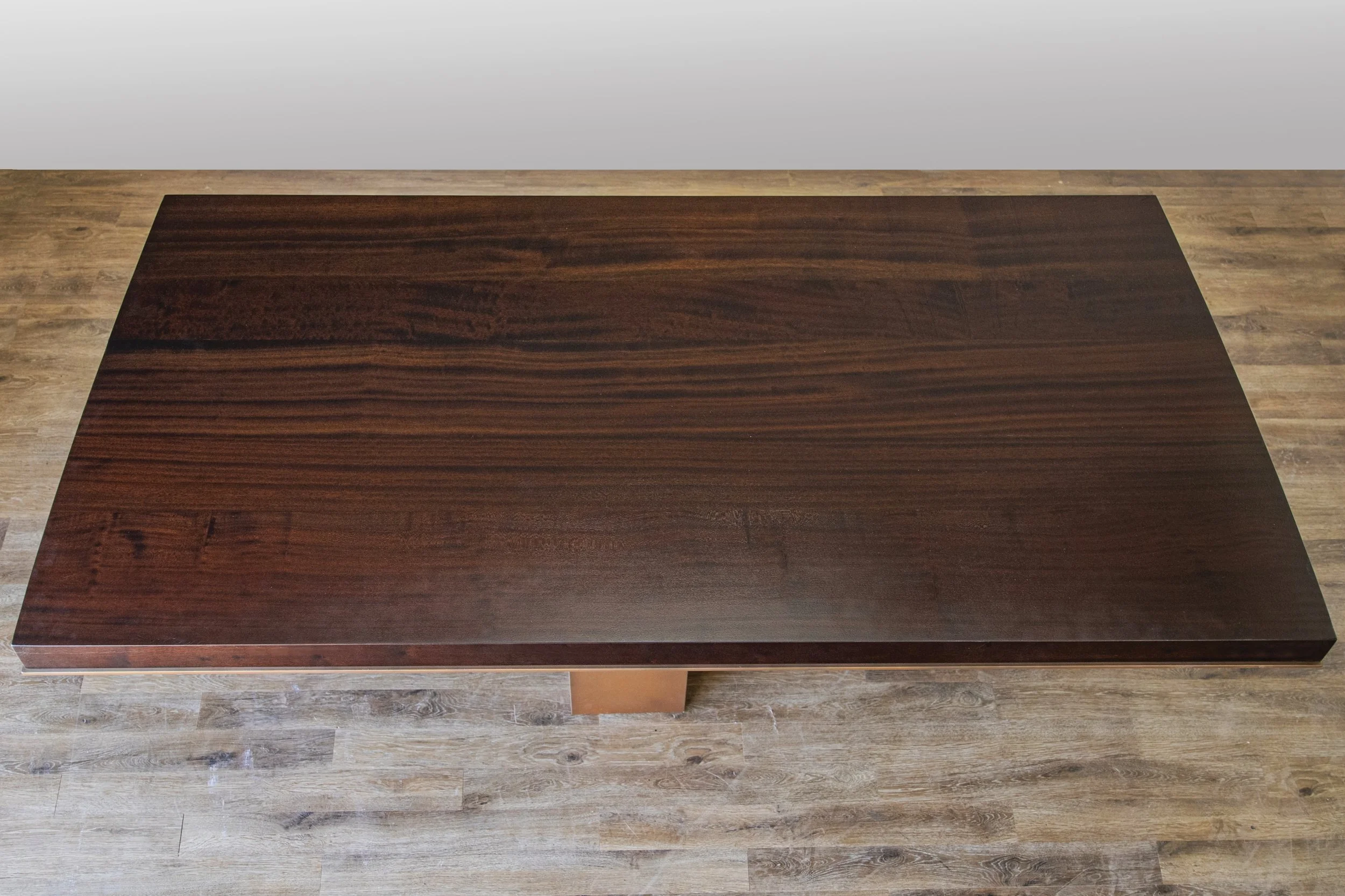 Mahogany with walnut dye and stain
