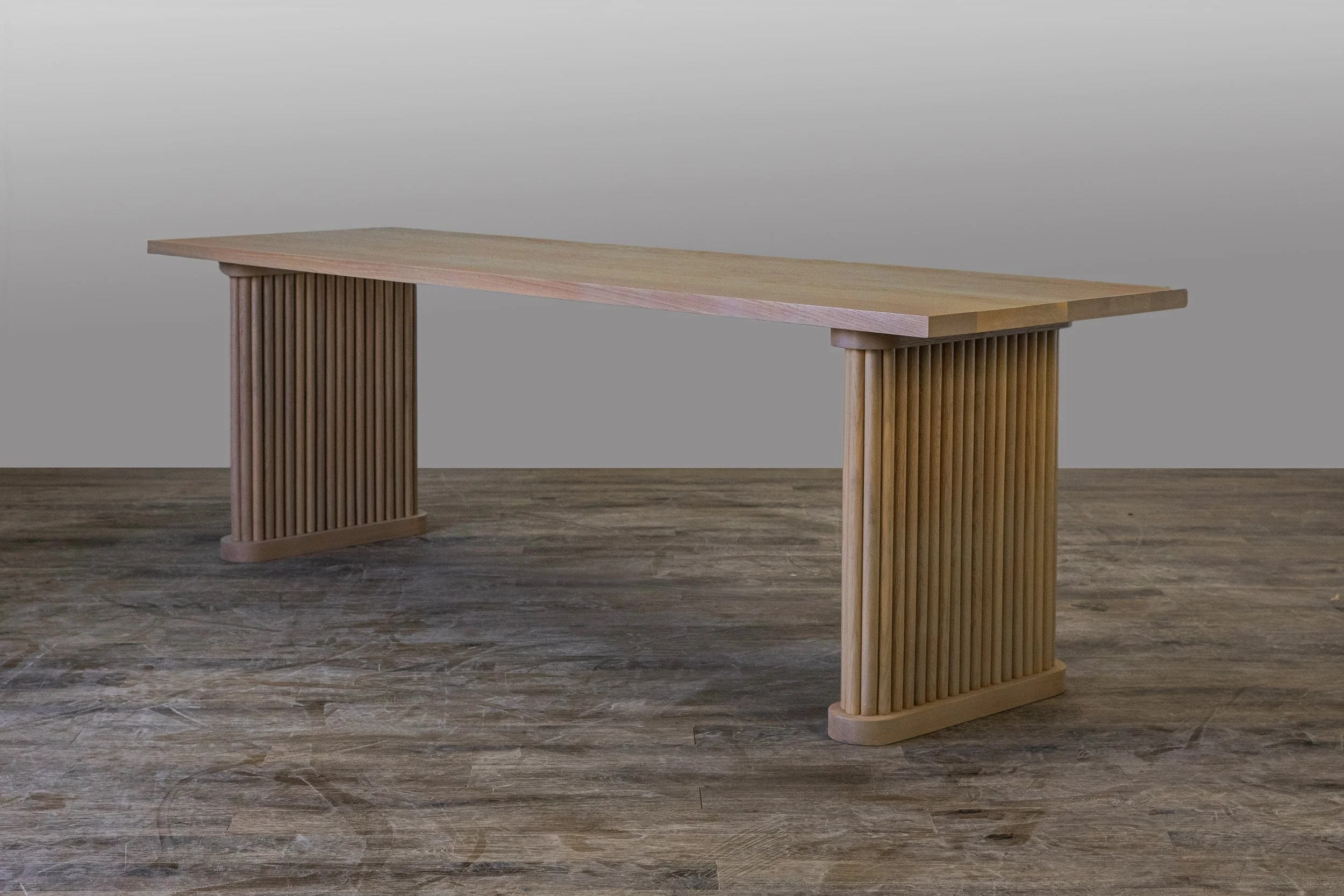 White Oak Desk with Reeded Legs hand-crafted in our workshop