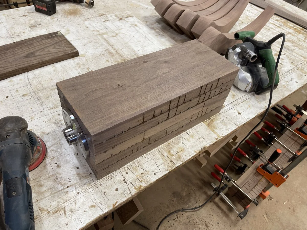 The glue-up block ready to become a Phyfe Pedestal