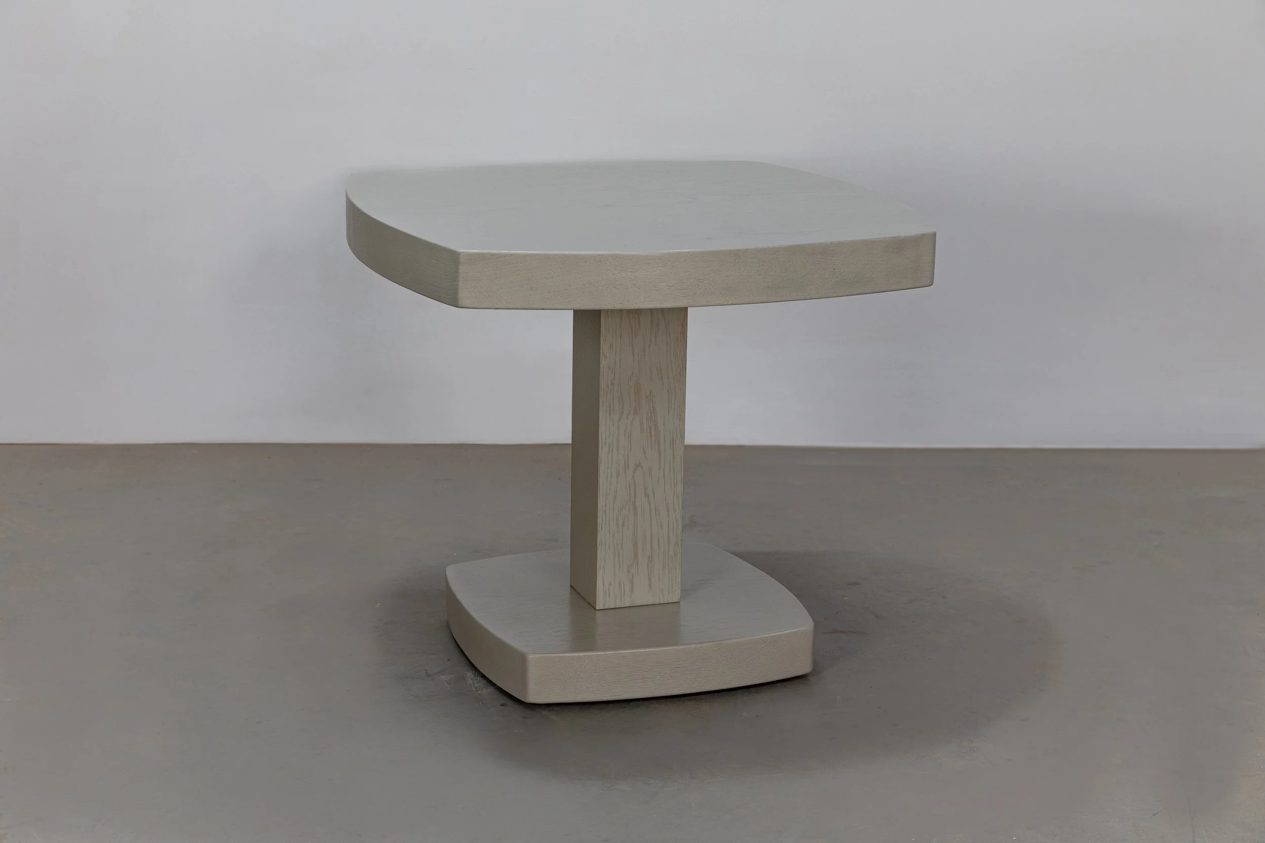 Geometric white oak side table