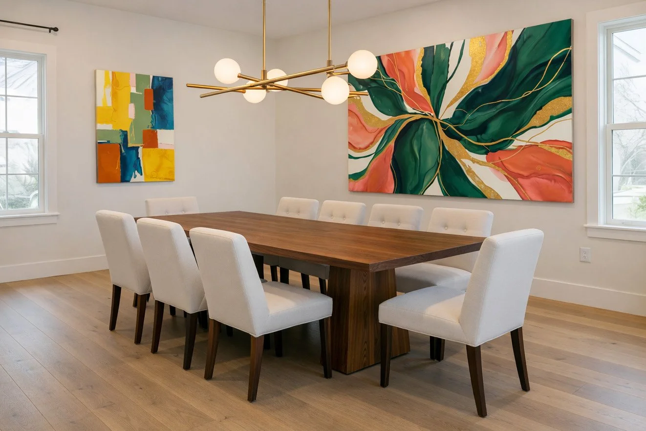 walnut double trapezoid base dining table