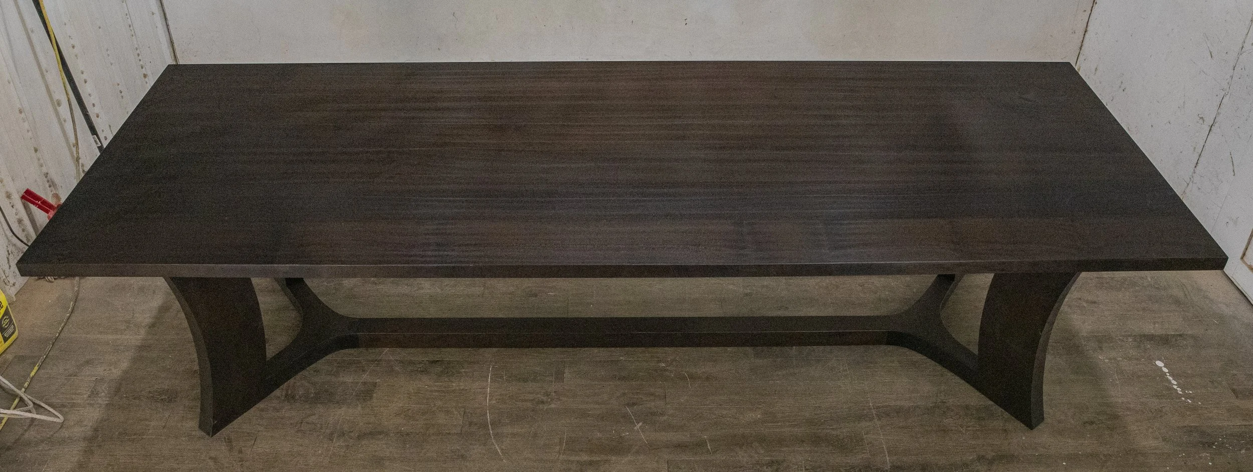 Mahogany with dark walnut dye and stain