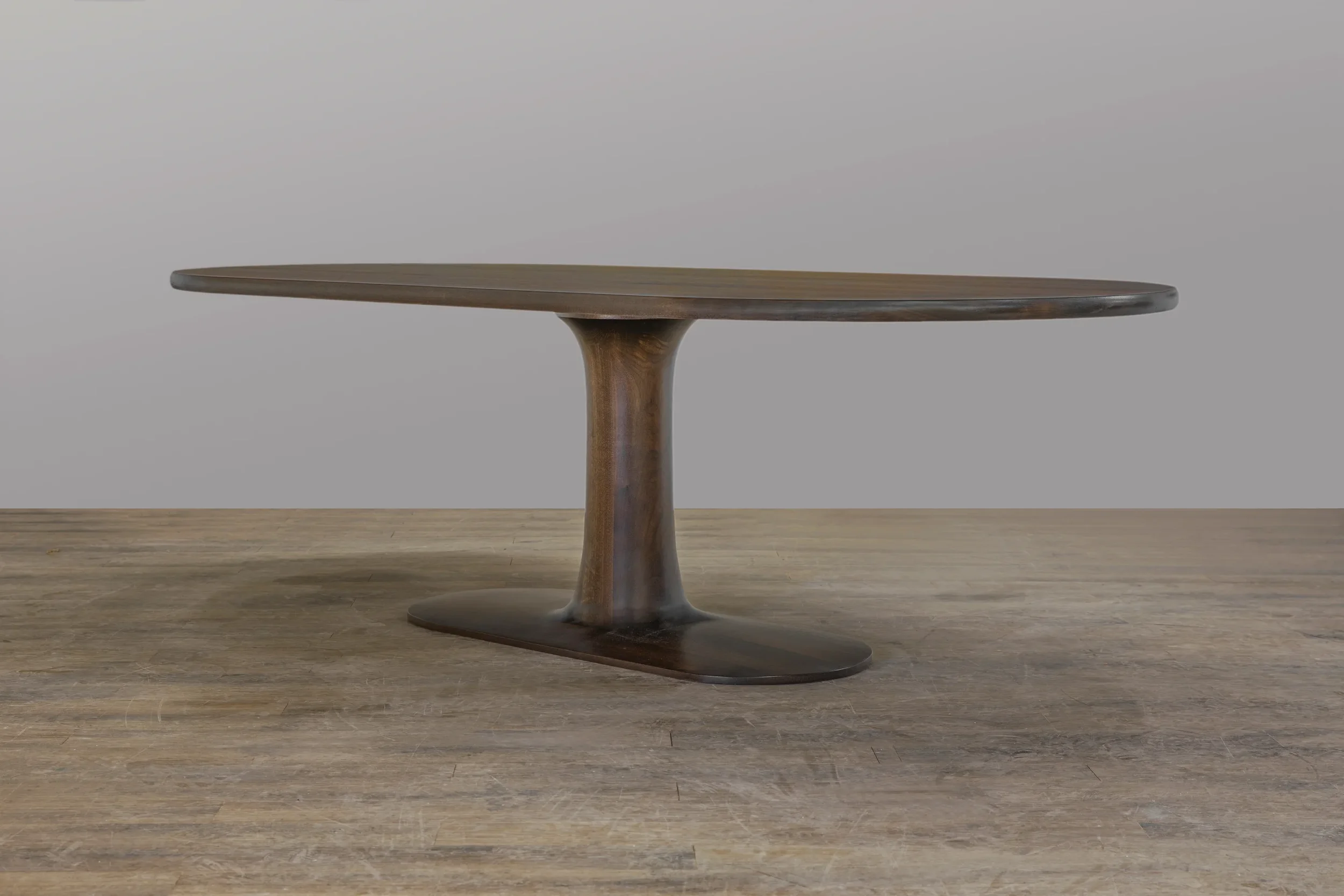  Custom Solid Walnut Tulip Pedestal Table with hand-carved pedestal 