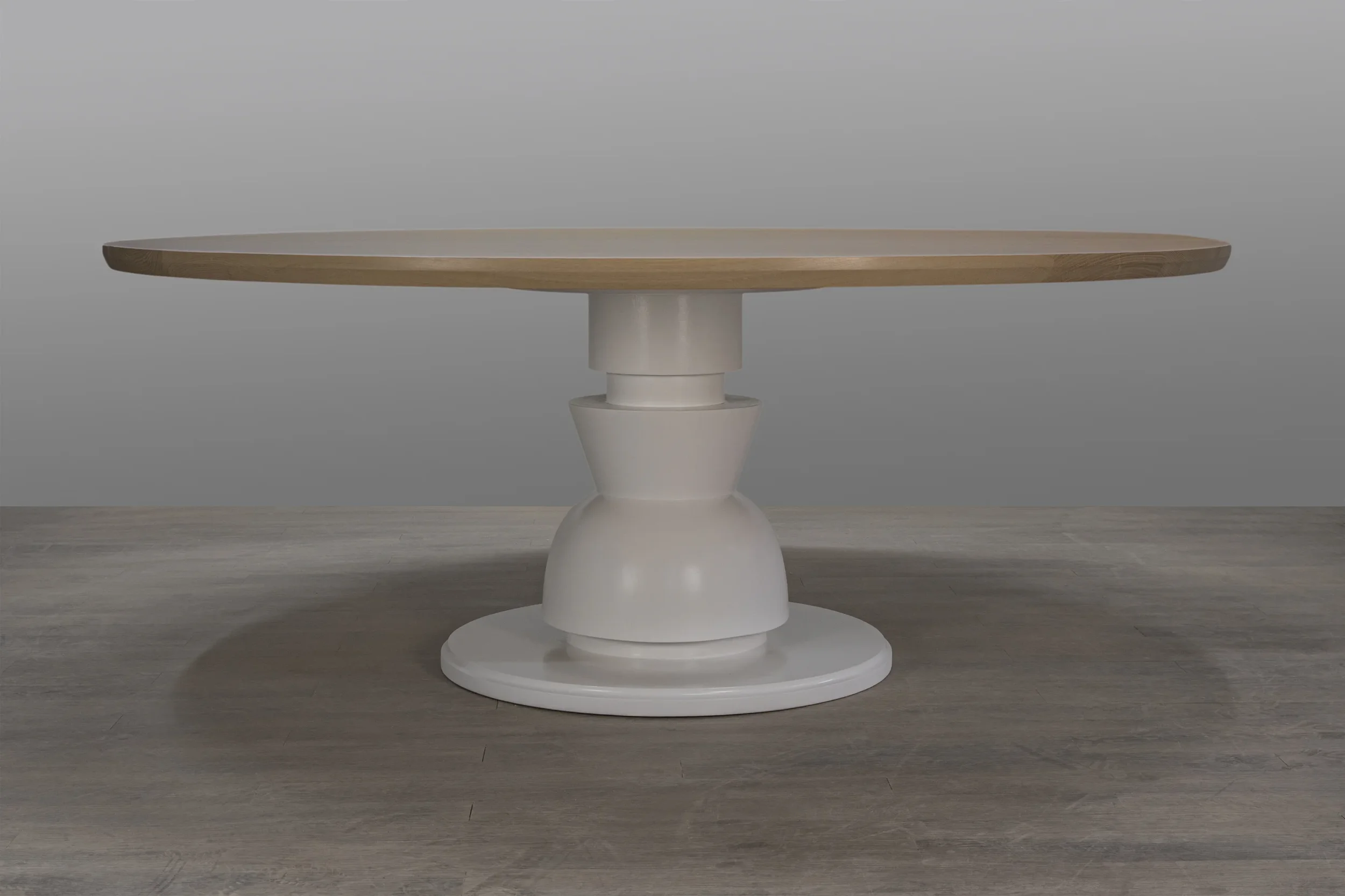 White Oak Geometric Pedestal Table 