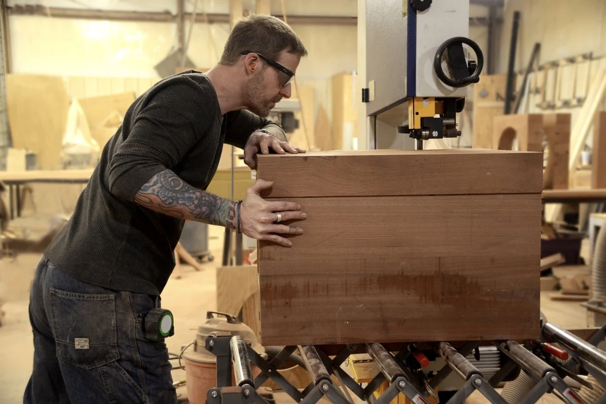 This picture is actually kind of a joke, the block ended up being too heave to actually cut on the bandsaw.