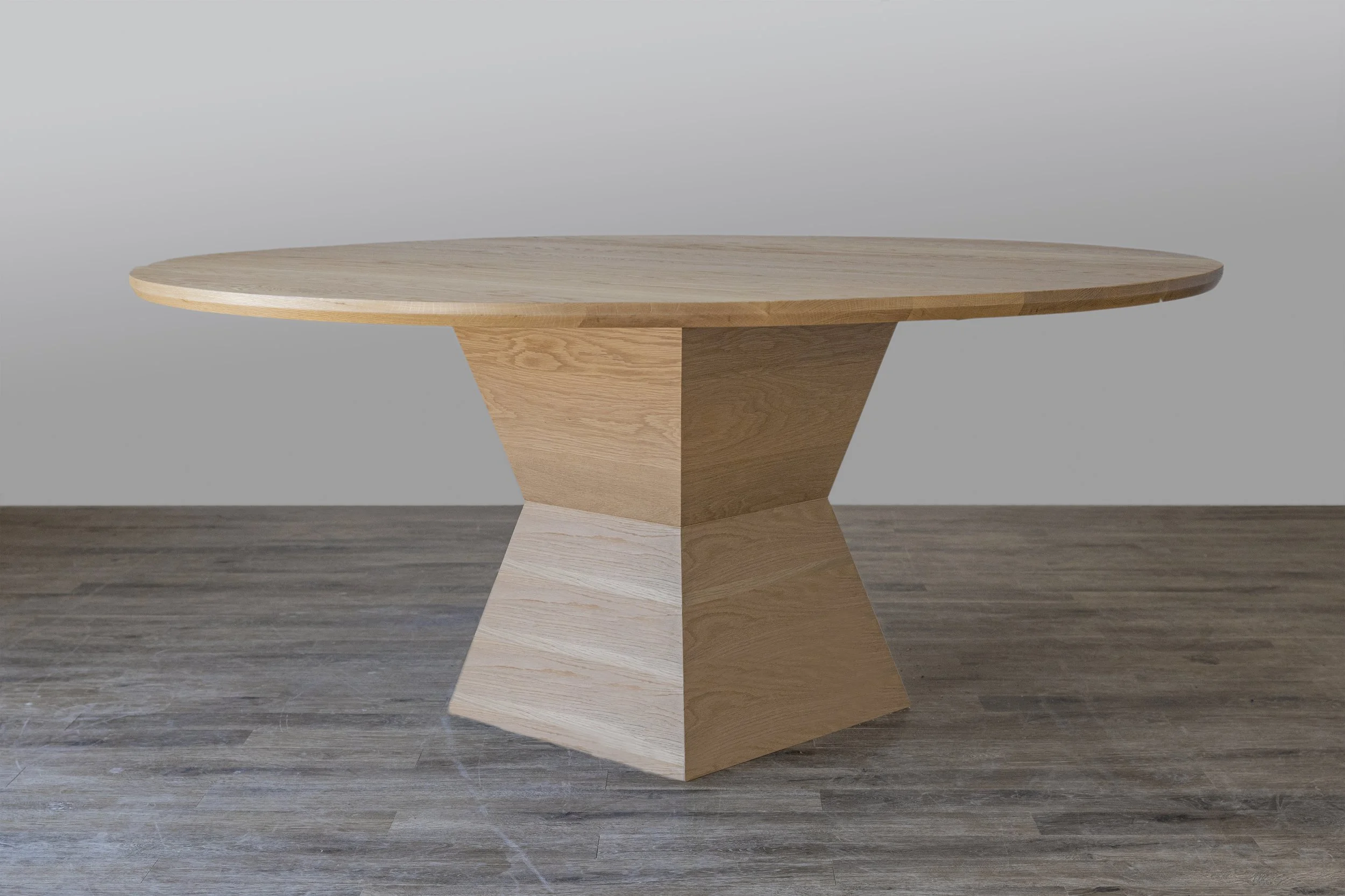 White Oak Ingrid Dining Table with precision mitered base and conversion catalyzed finish