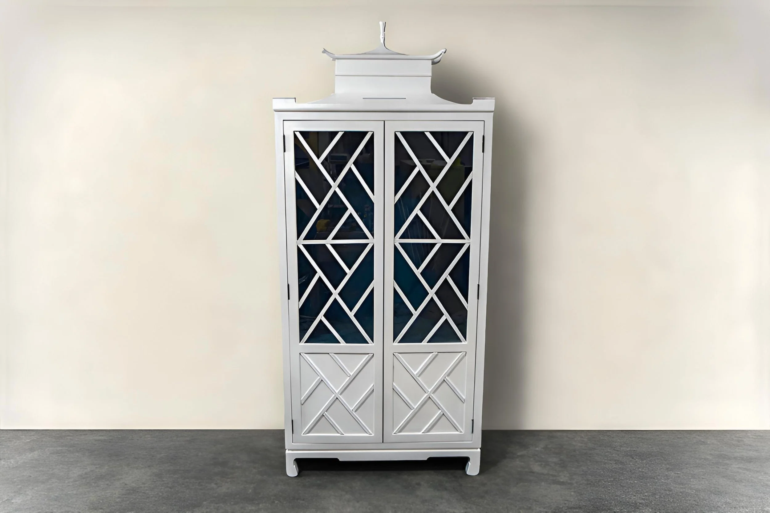 White Lacquered Pagoda Cabinet