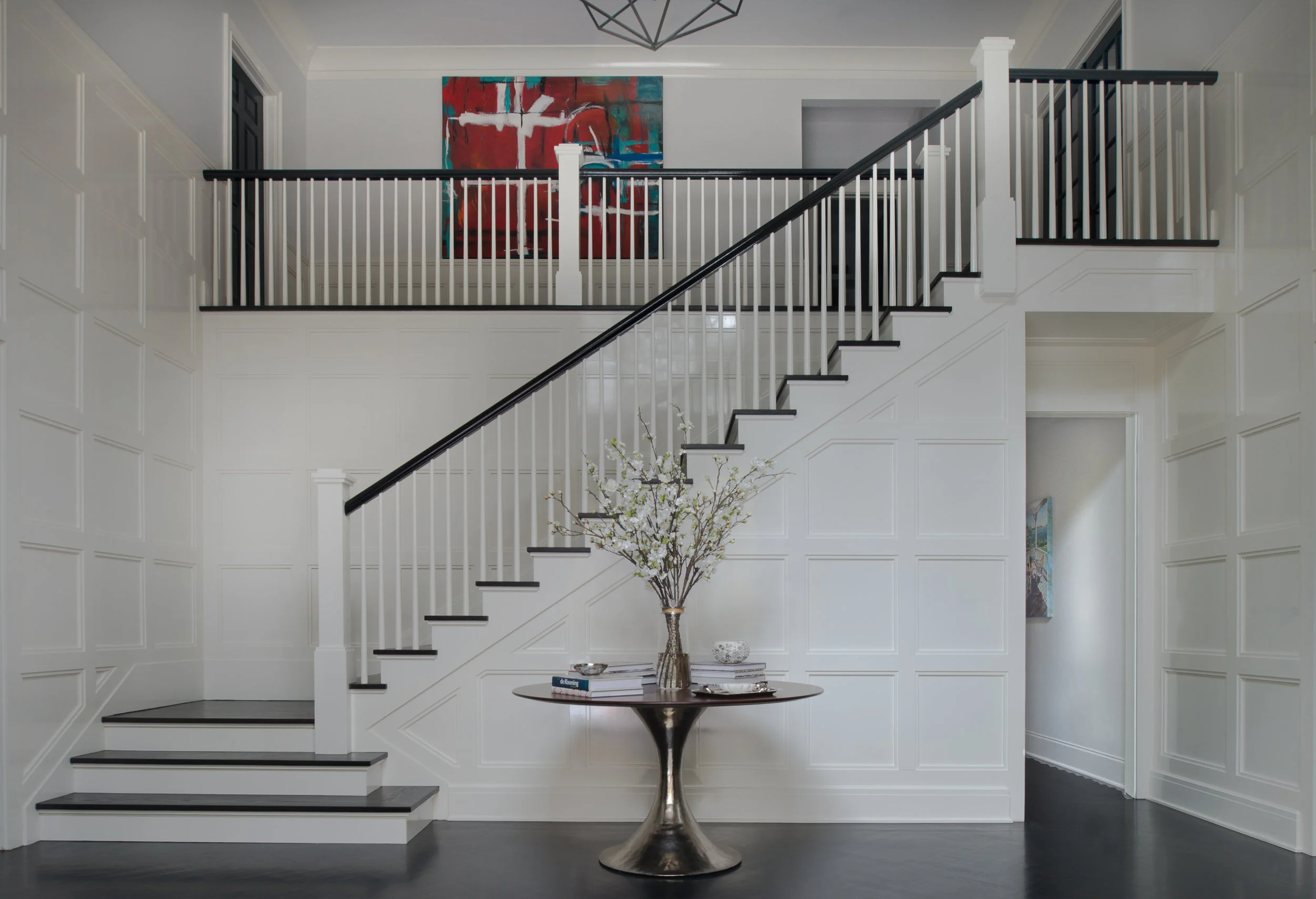 Stairway with two story foyer