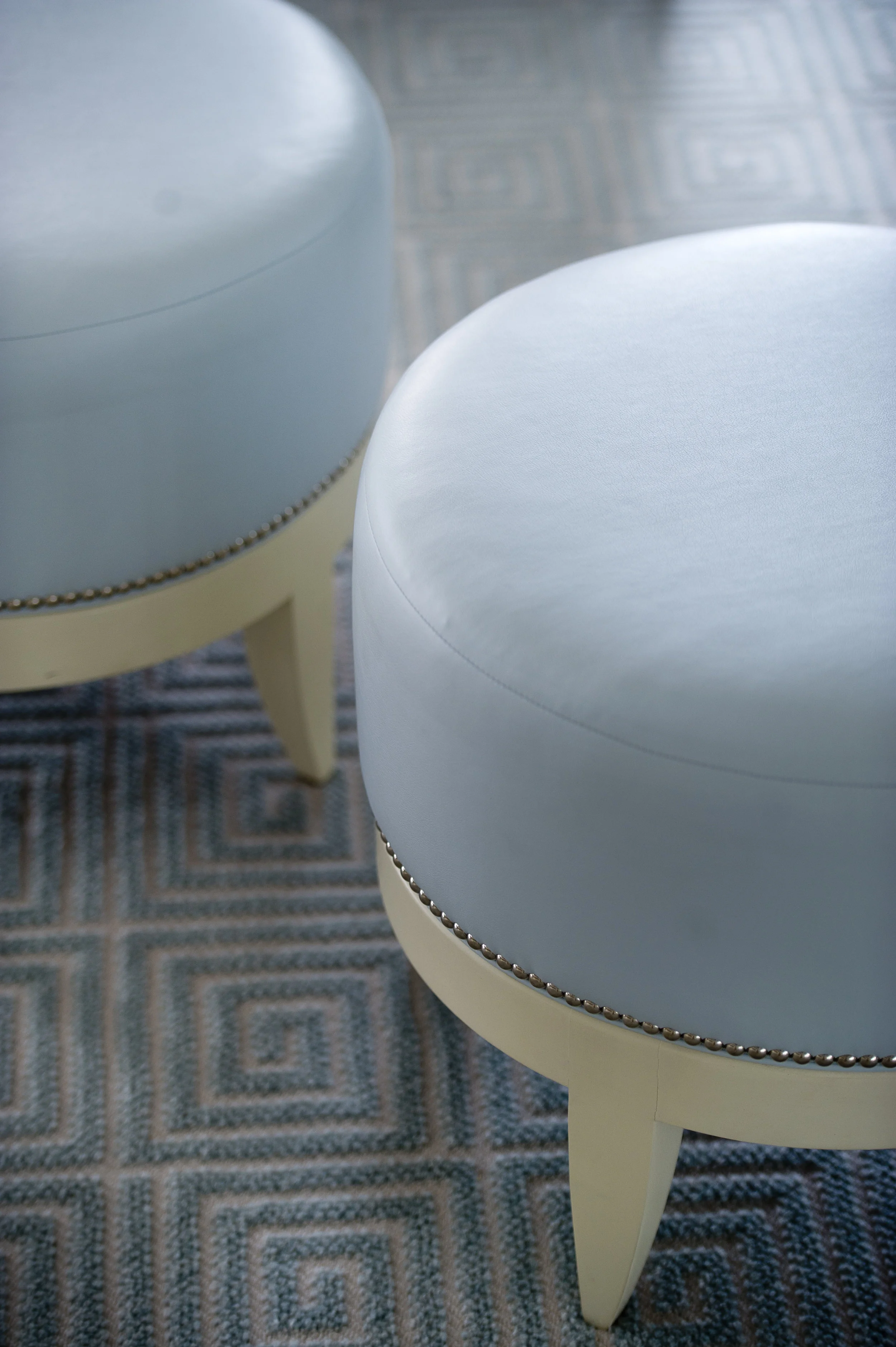 Blue ottomans
