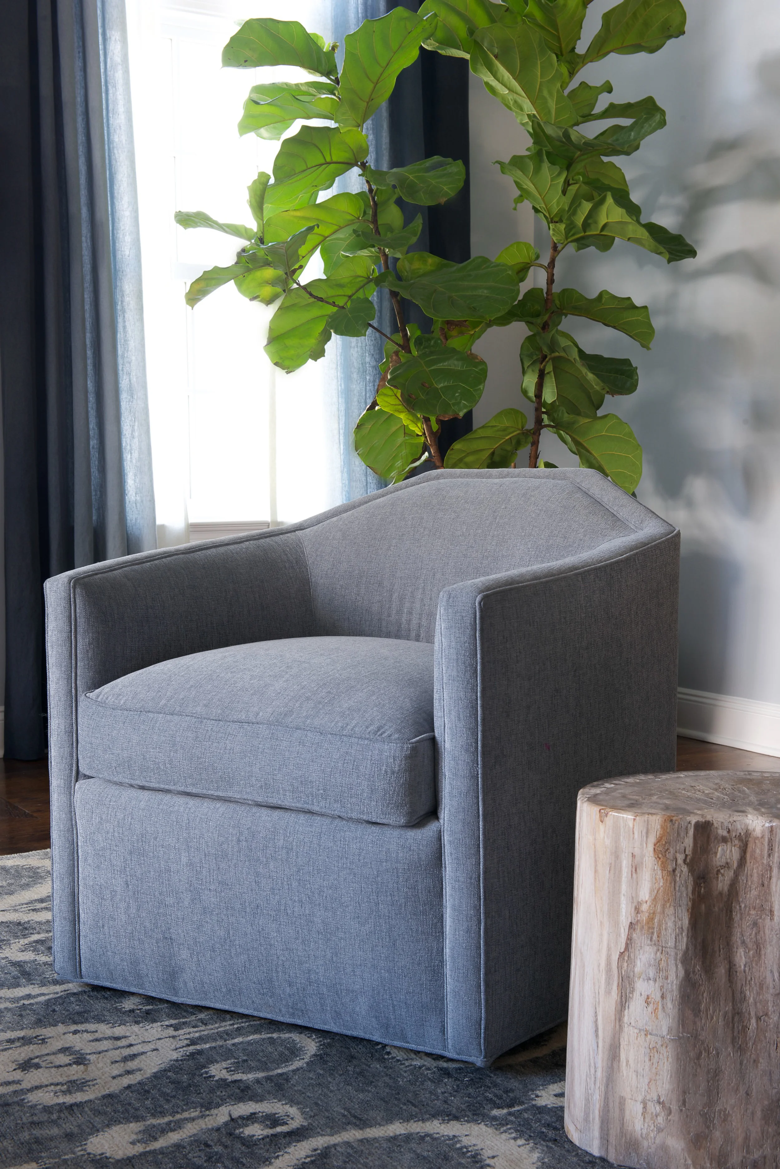 Low back blue chair