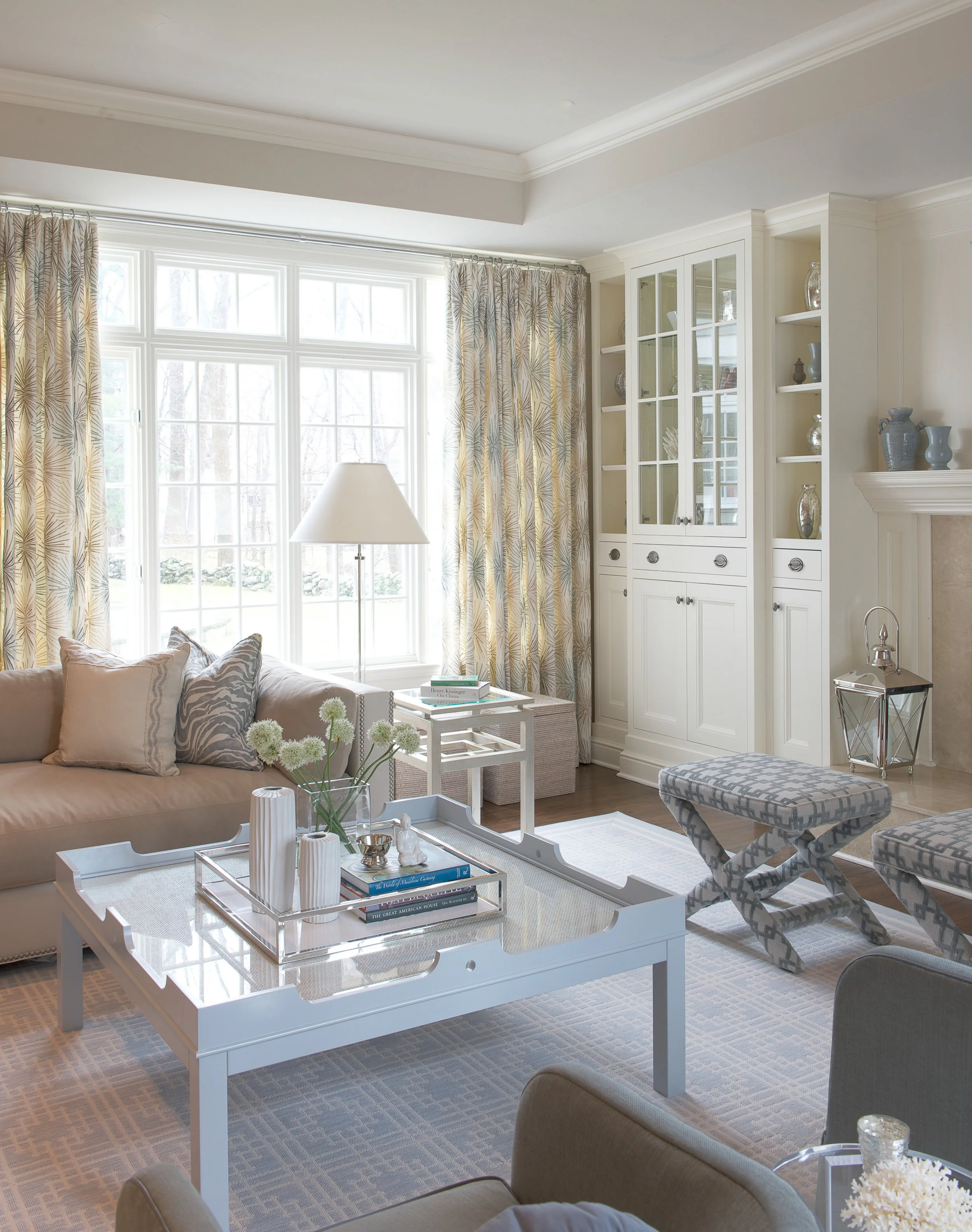 Family room with built-ins