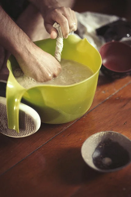 One of our members preparing a small bowl of kava