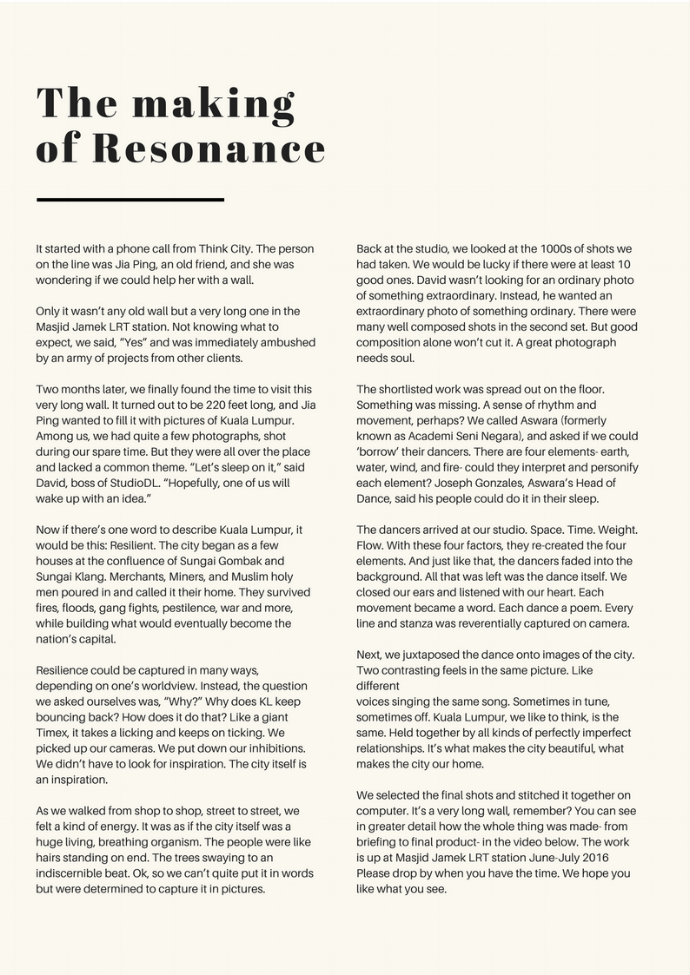 Resonance intro copy by Borderless. Originally appeared on Studio DL's project microsite.