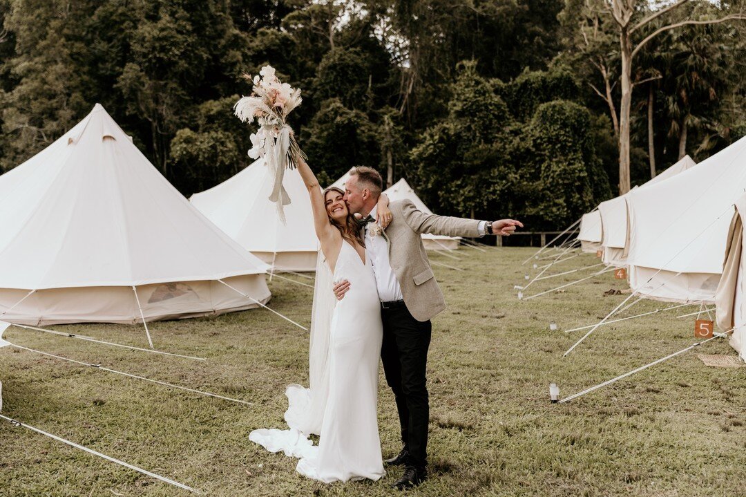 Looking for Glamping? No problem! 

Jenna &amp; Hugh look smug knowing they have their family and friends all to themselves for a whole 24 hours.

@goglampingaus 

Hair: @jaimi_irvinghair 
Make Up: @samanthaleemua 
Celebrant: @marriedbytimothy 
Photo