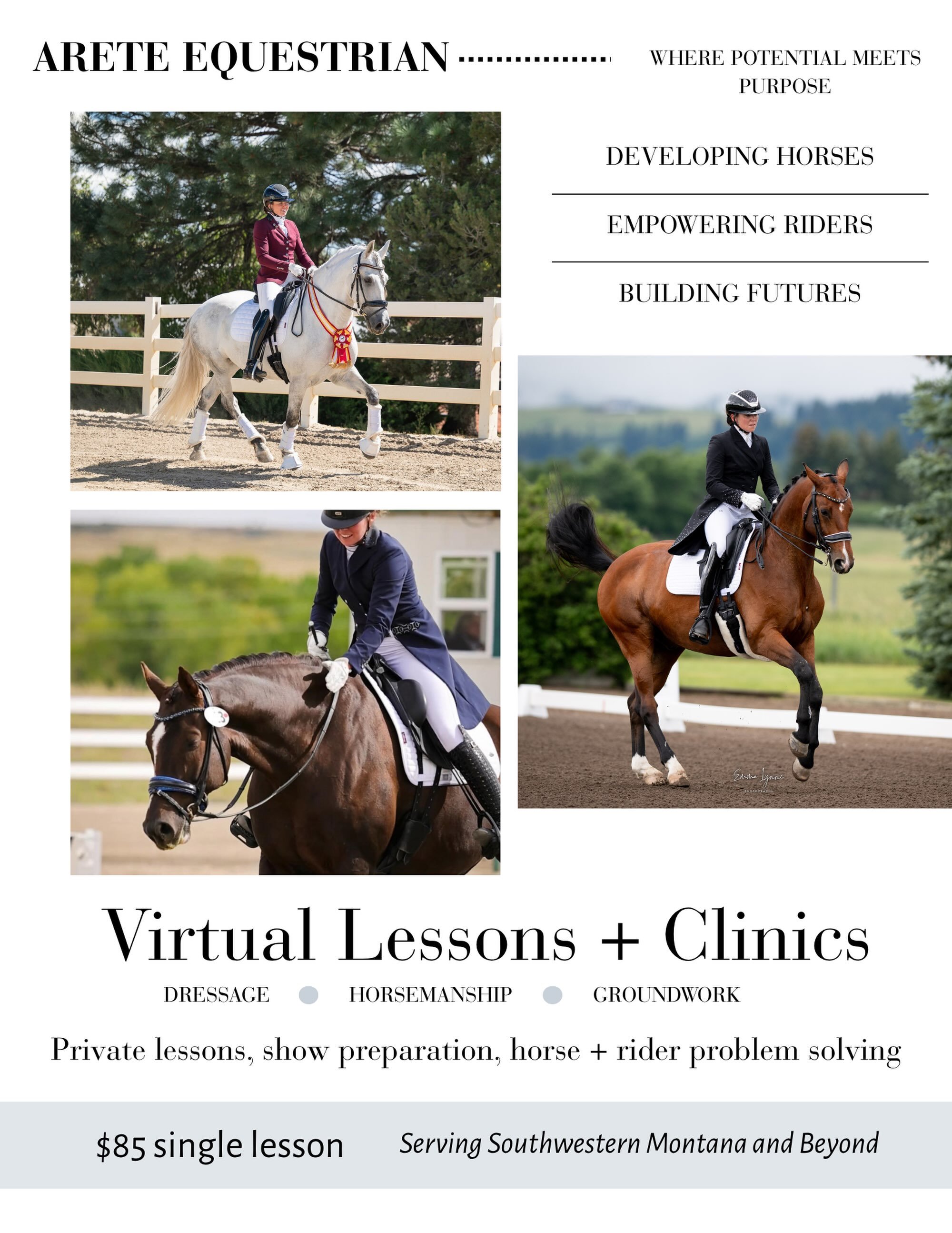 Hi friends! As many of you now know, I will be traveling to Wellington, FL this winter to train intensively with Dawn White O&rsquo;Connor. While I am gone, I will have a few (rare) openings in my schedule for more virtual students&mdash;typically my