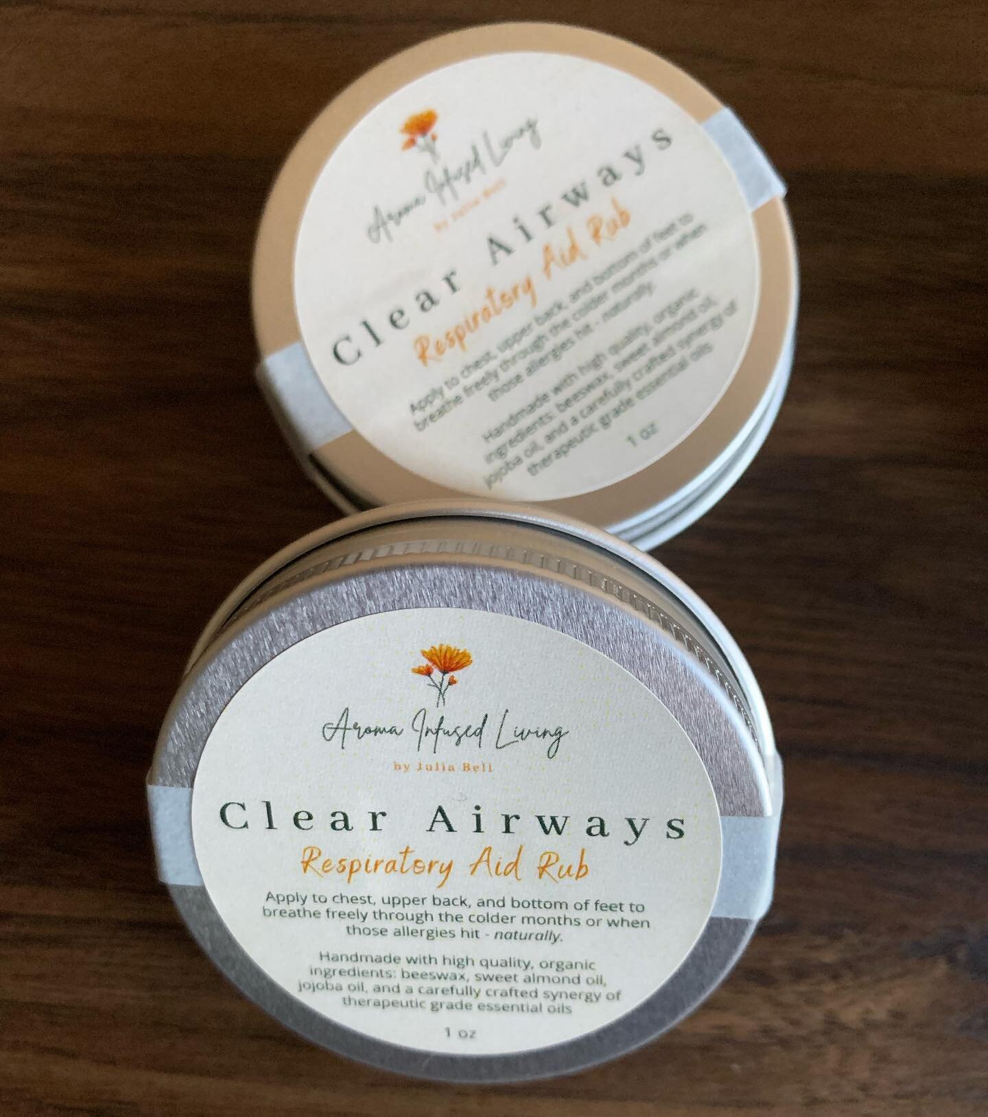 C l e a r  A i r w a y s 🌿 

The salve that started my tiny Aroma Infused Living shop. 

Ideal to support open airways during this allergy season (and also helps with coughs an congestion). 

🌱 Essential oil synergy:
Frankincense, Rosemary, Pepperm