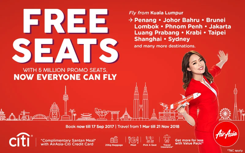 AirAsia tawar Kempen Tempat Duduk Percuma terbesar!