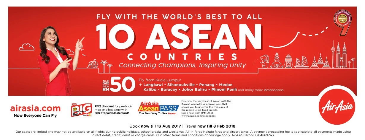 AirAsia tawar tambang rendah sempena sambutan Jubli Emas Asean