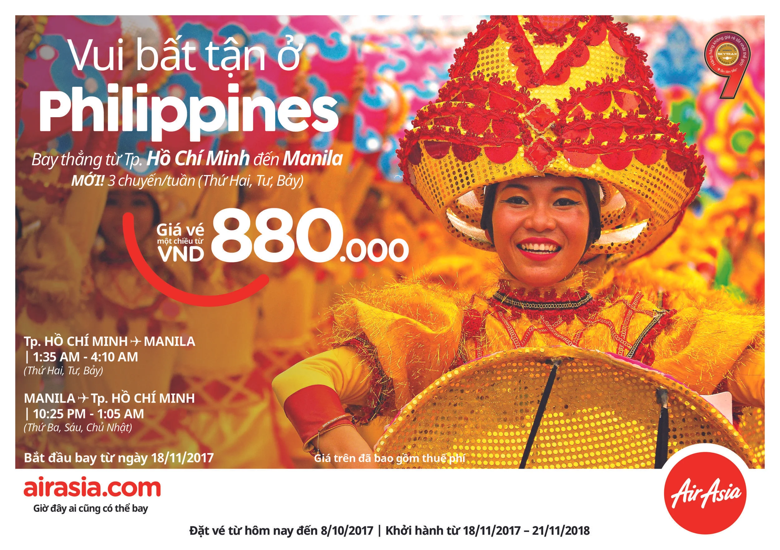 AirAsia mở đường bay thẳng đến Manila từ Thành phố Hồ Chí Minh vào tháng 11