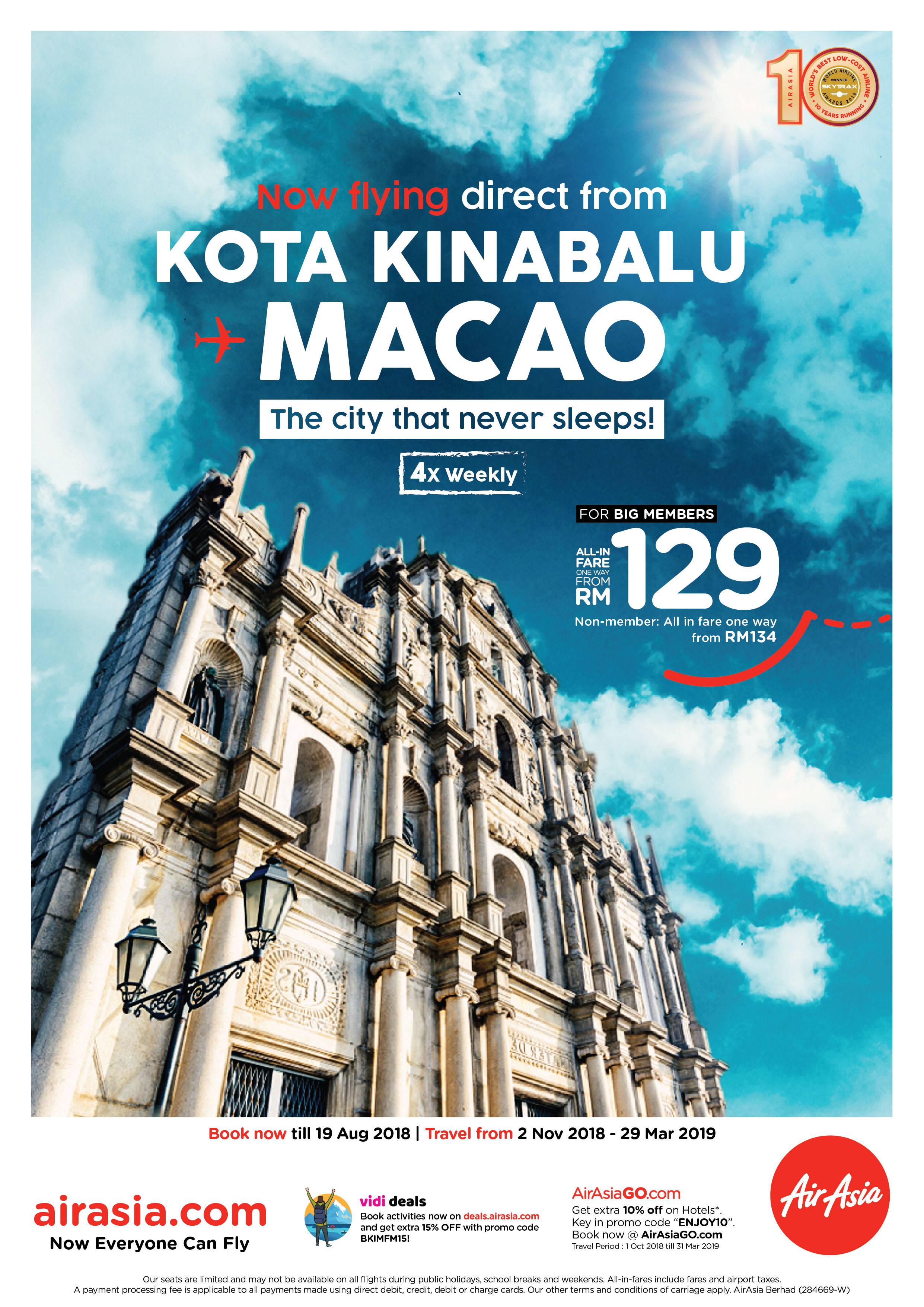 AirAsia strengthens Kota Kinabalu hub with new direct route to Macao