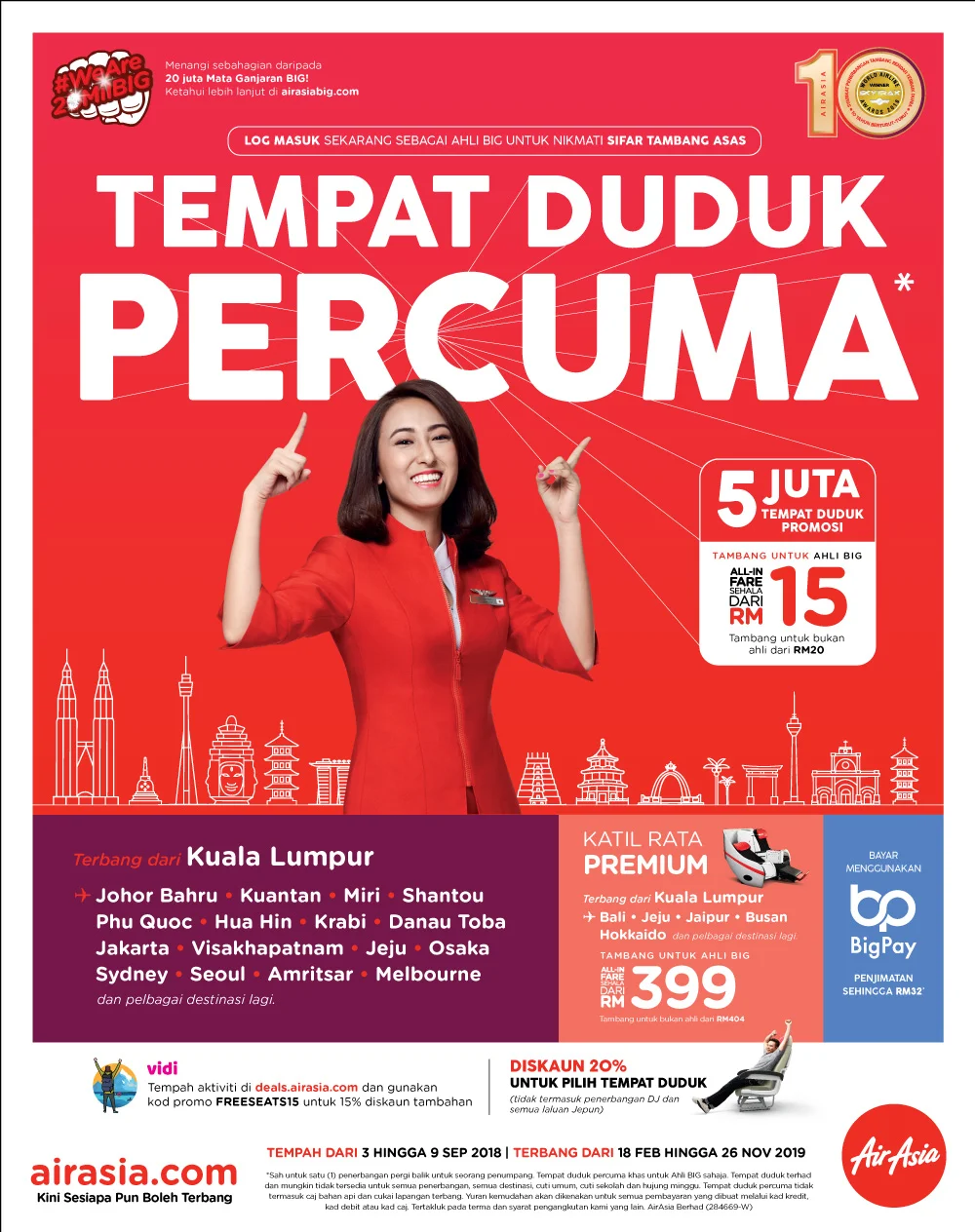 AirAsia tawar 5 juta Tempat Duduk Promosi!